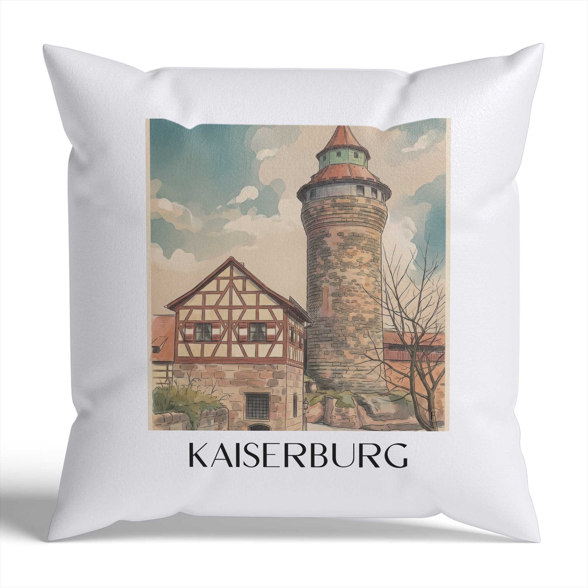 kaiserburg-nürnberg-deutschland-kissenbezug-aquarell