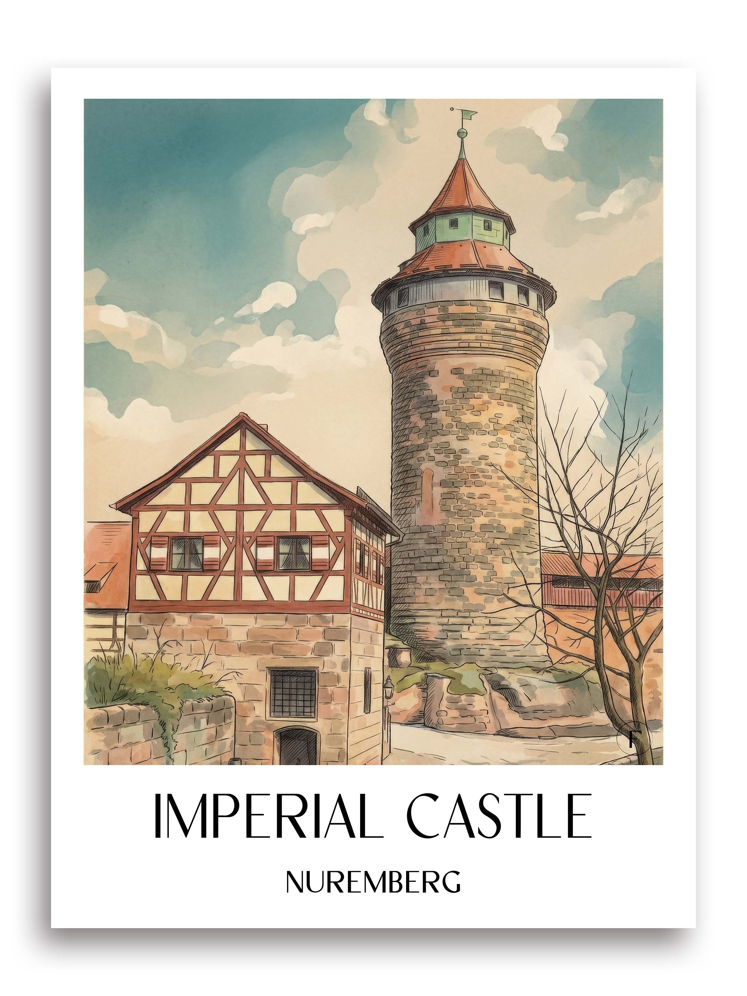Kaiserburg Poster - Nürnberg - Deutschland Kunstdruck - Aquarell von A4 bis A1 - favplace