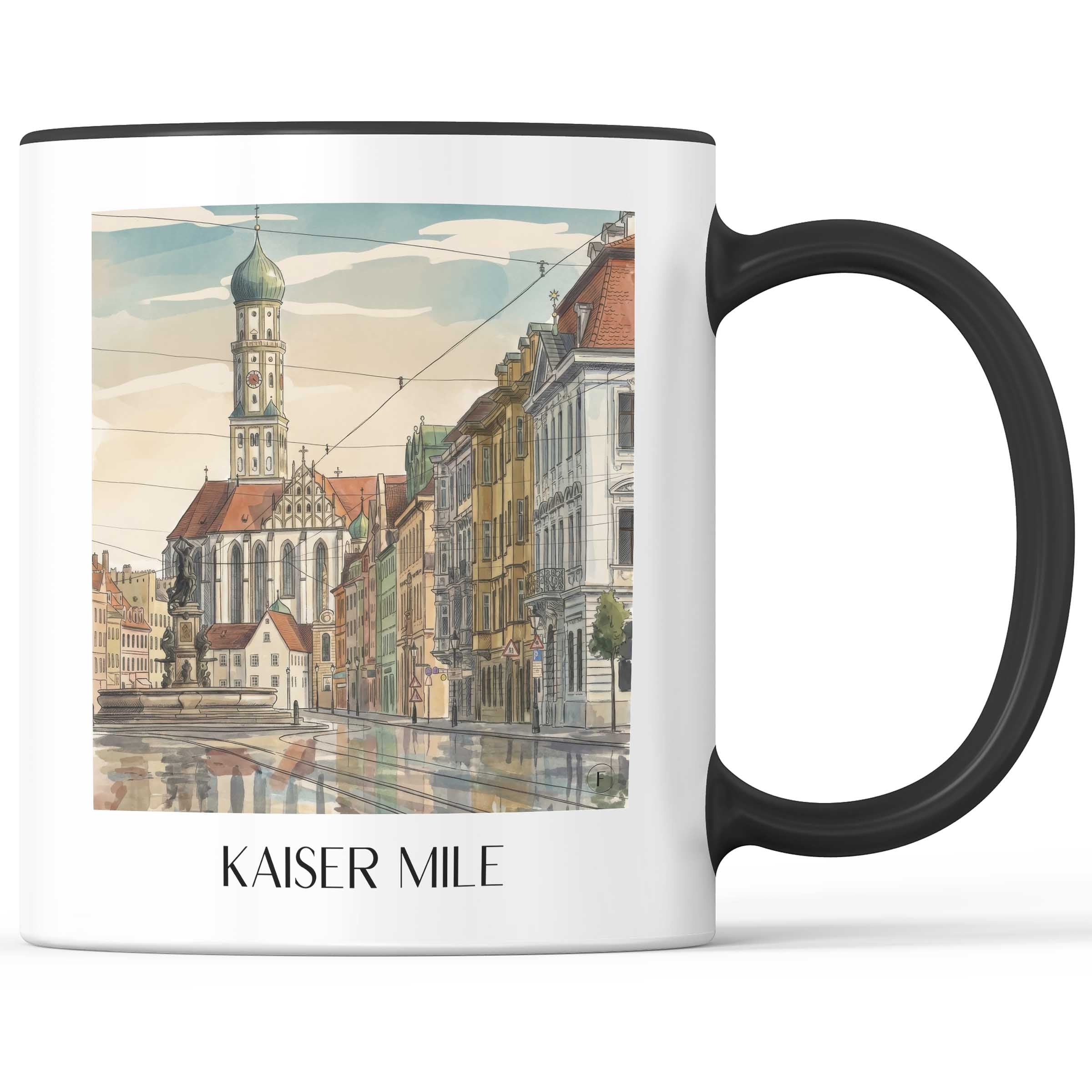 Kaisermeile Kaffeebecher - Augsburg - Deutschland Becher - Kaffeetasse im Aquarell Stil - favplace