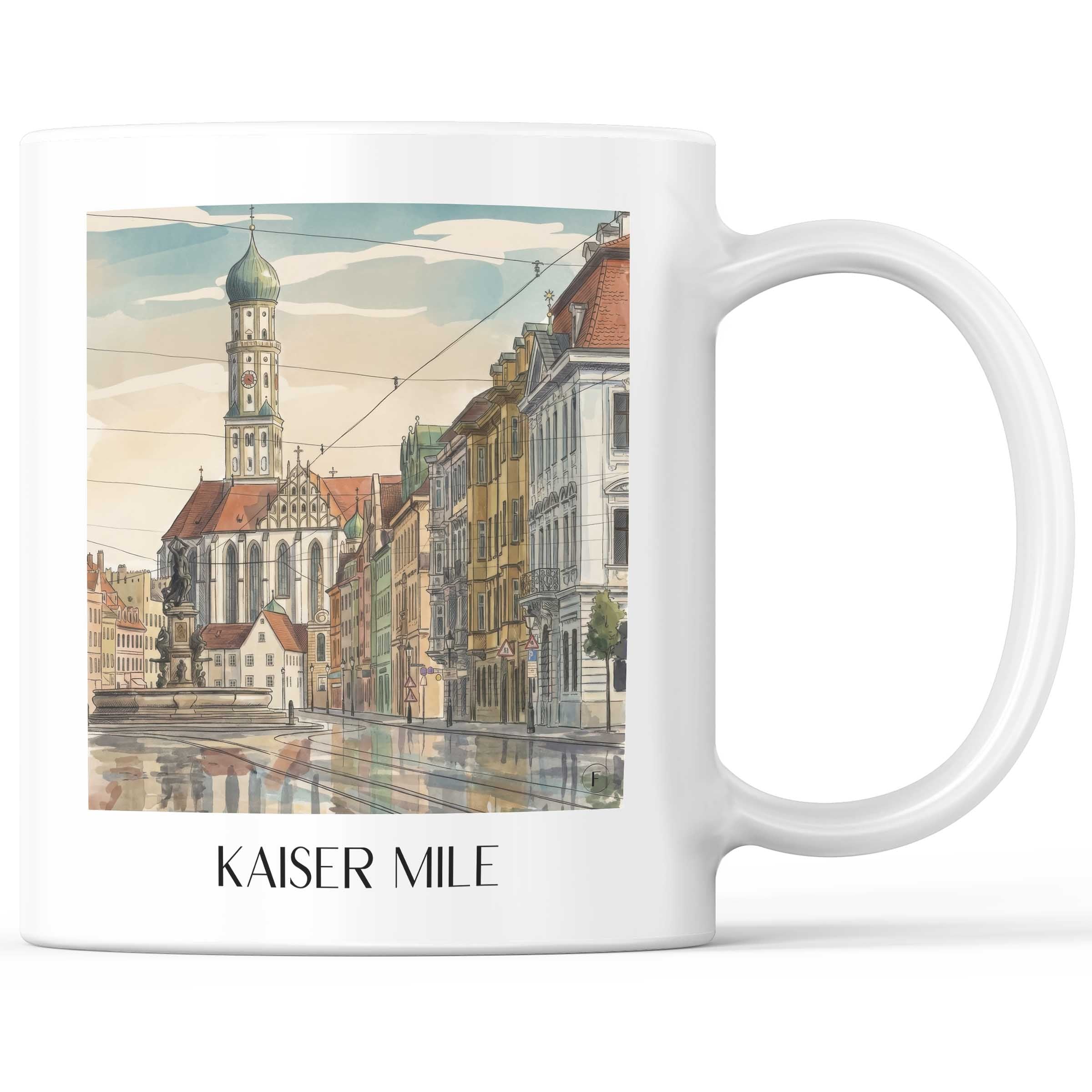 Kaisermeile Kaffeebecher - Augsburg - Deutschland Becher - Kaffeetasse im Aquarell Stil - favplace