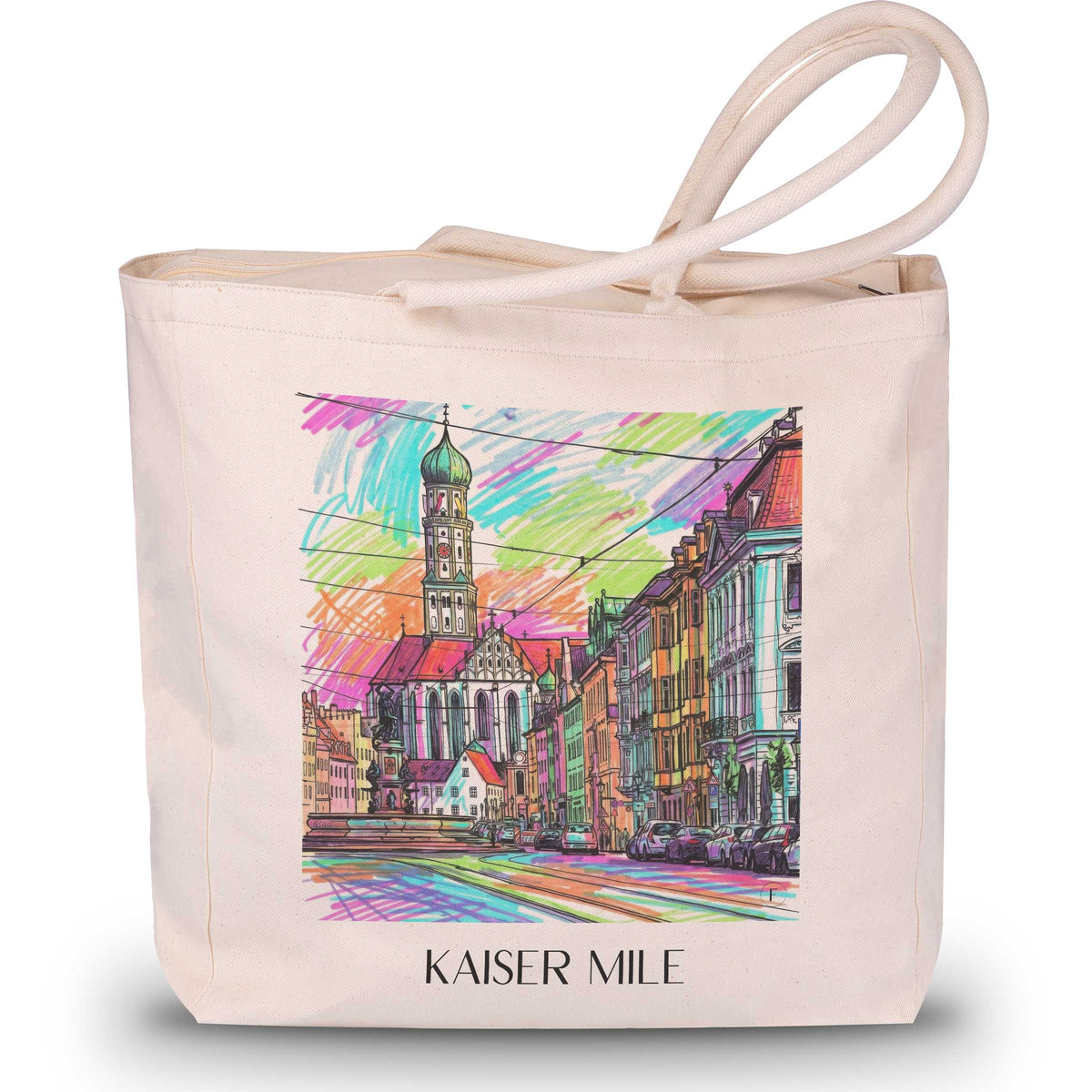 Kaisermeile Shopping Tasche - Augsburg - Deutschland Tote Bag - Einkaufstasche im Tag Graffiti Stil - favplace