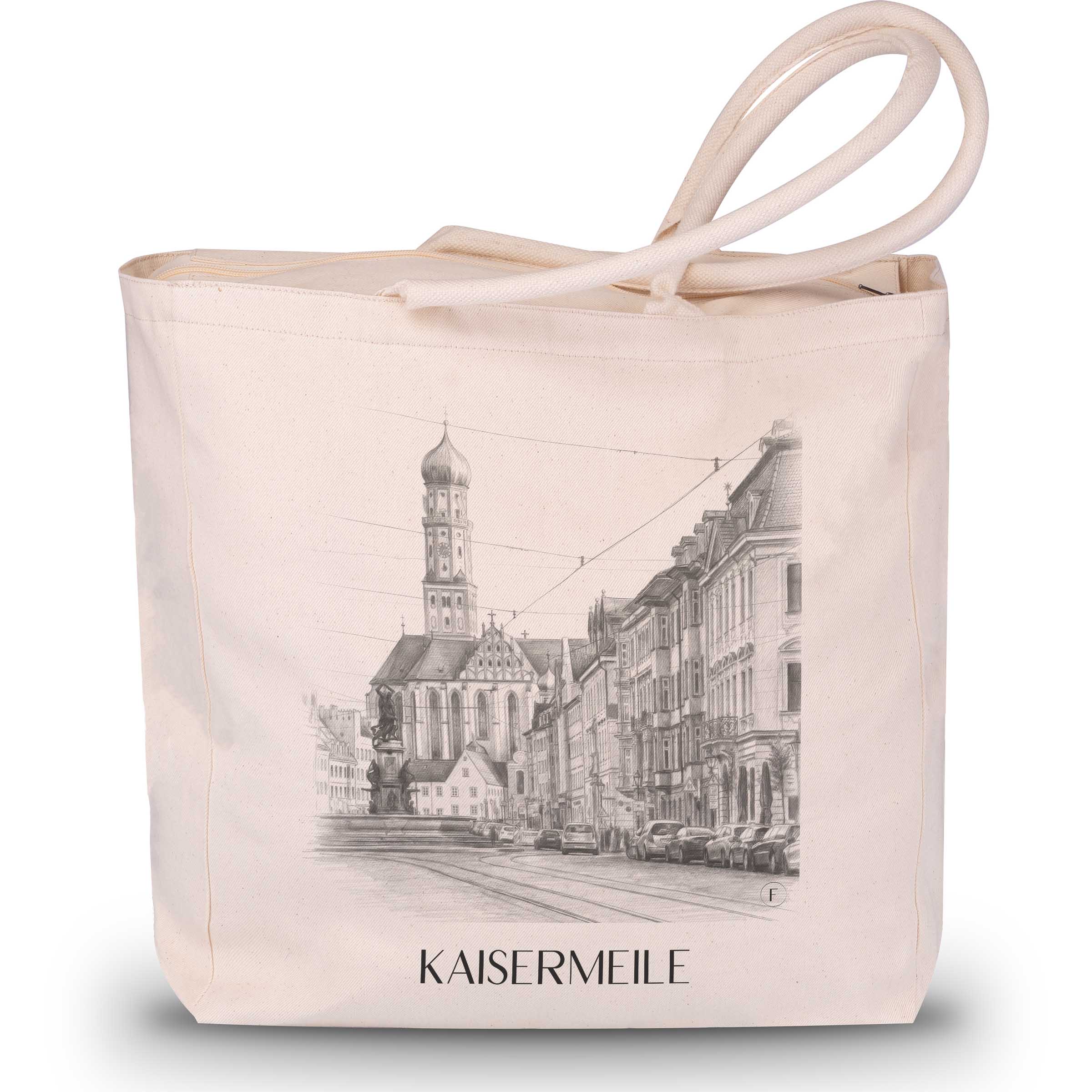 kaisermeile-augsburg-deutschland-einkaufstasche-bleistift-zeichnung-drawing