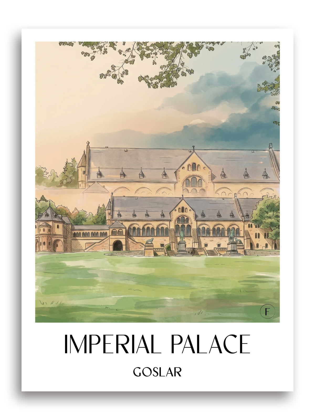 Kaiserpfalz Poster - Goslar - Deutschland Kunstdruck - Aquarell von A4 bis A1 - favplace