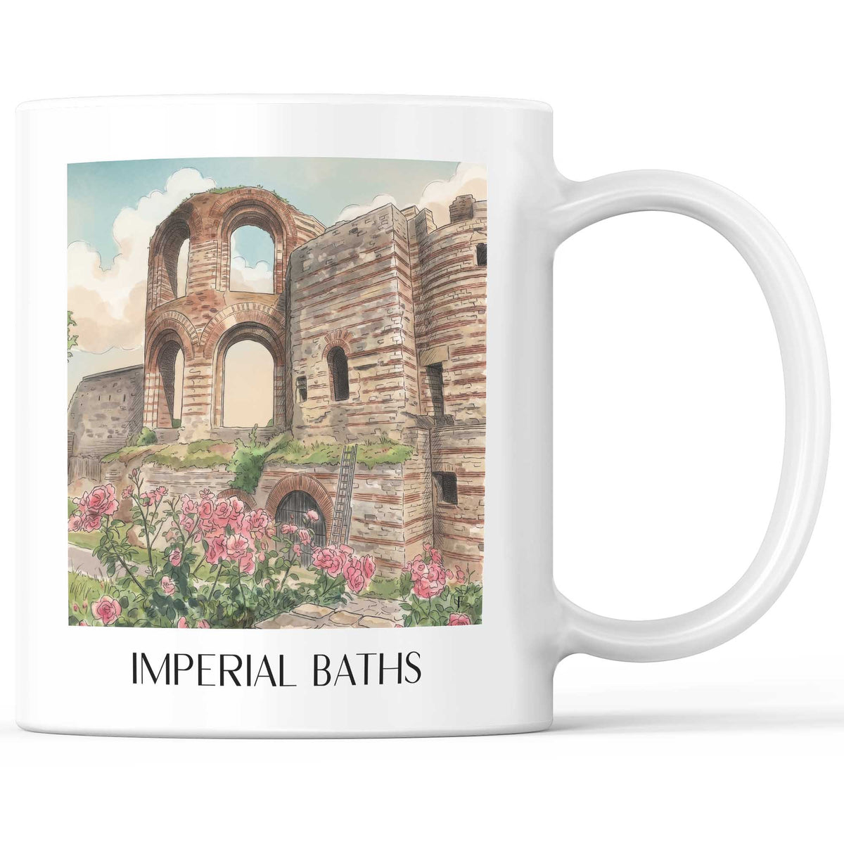 Kaiserthermen Kaffeebecher - Trier - Deutschland Becher - Kaffeetasse im Aquarell Stil - favplace