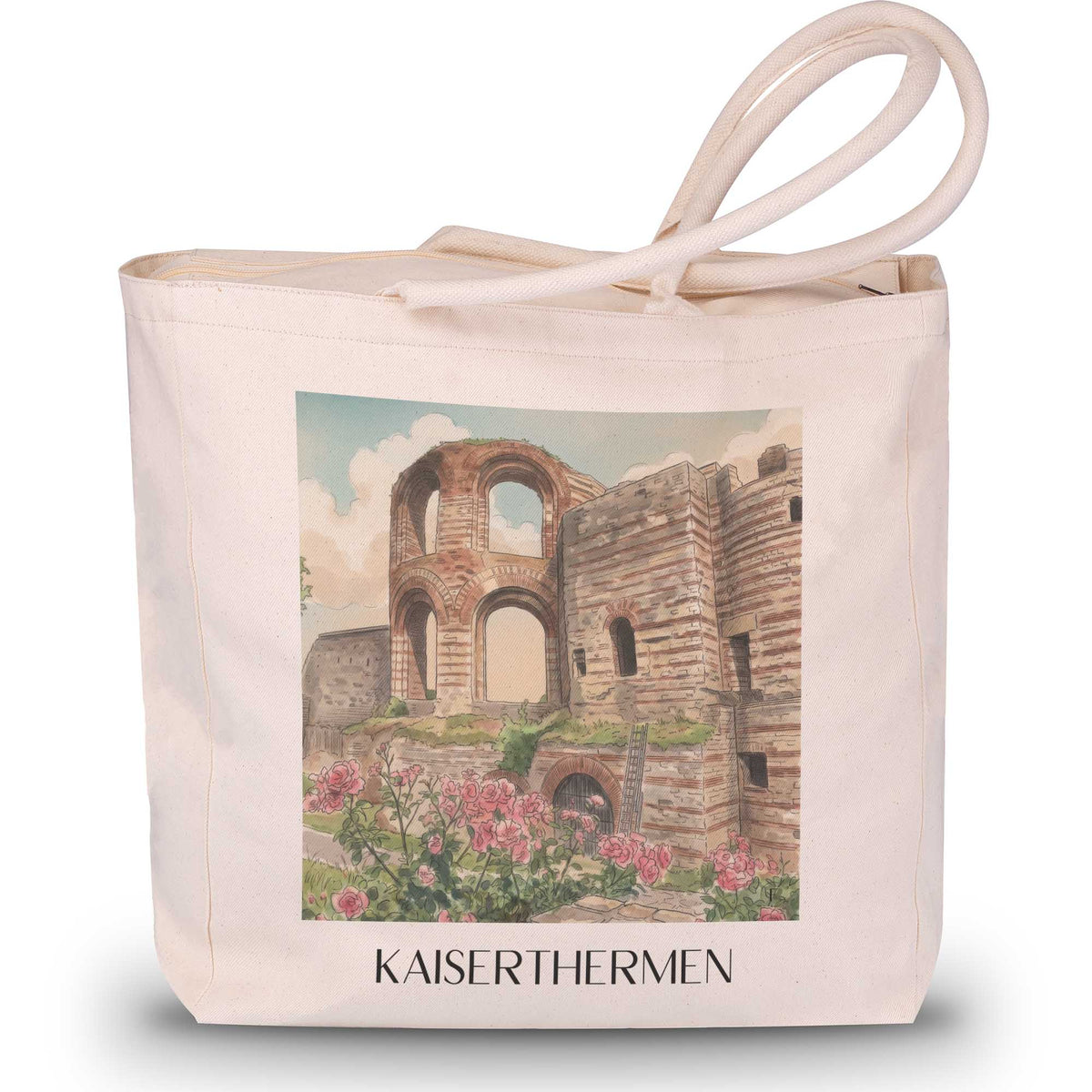 kaiserthermen-trier-deutschland-einkaufstasche-aquarell