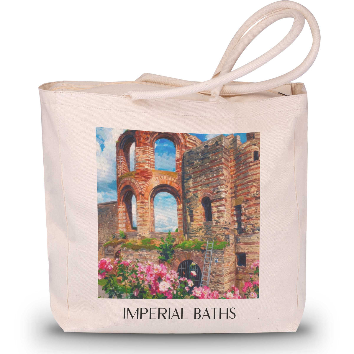 Kaiserthermen Shopping Tasche - Trier - Deutschland Tote Bag - Einkaufstasche im Ölgemälde Stil - favplace