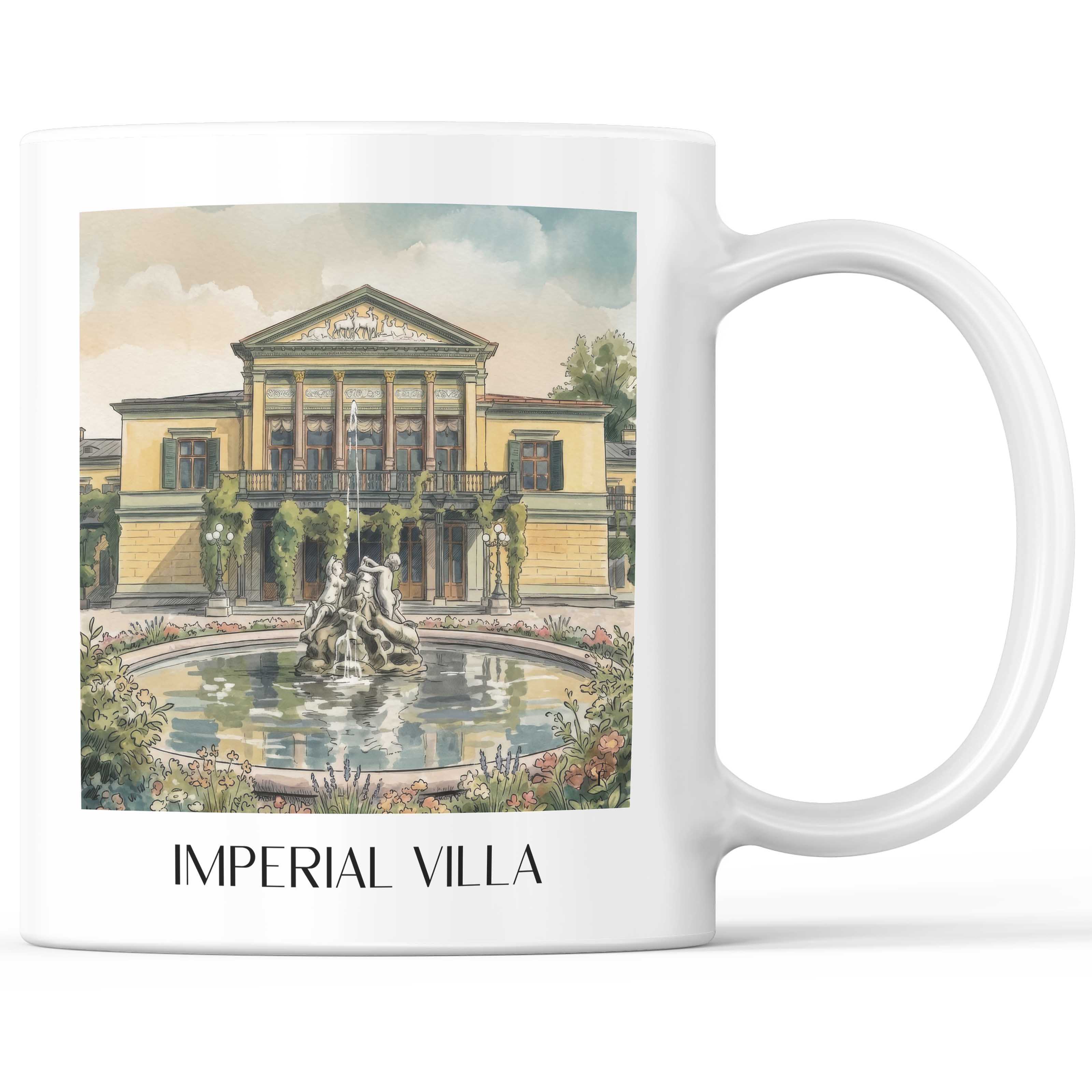 Kaiservilla Kaffeebecher - Bad Ischl - Österreich Becher - Kaffeetasse im Aquarell Stil - favplace