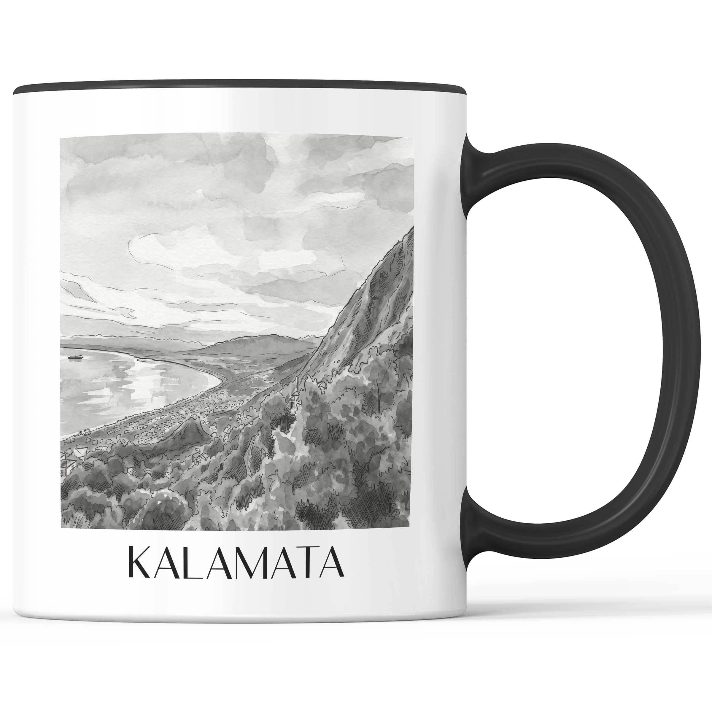 kalamata-griechenland-kaffeebecher-aquarell-schwarz-weiss