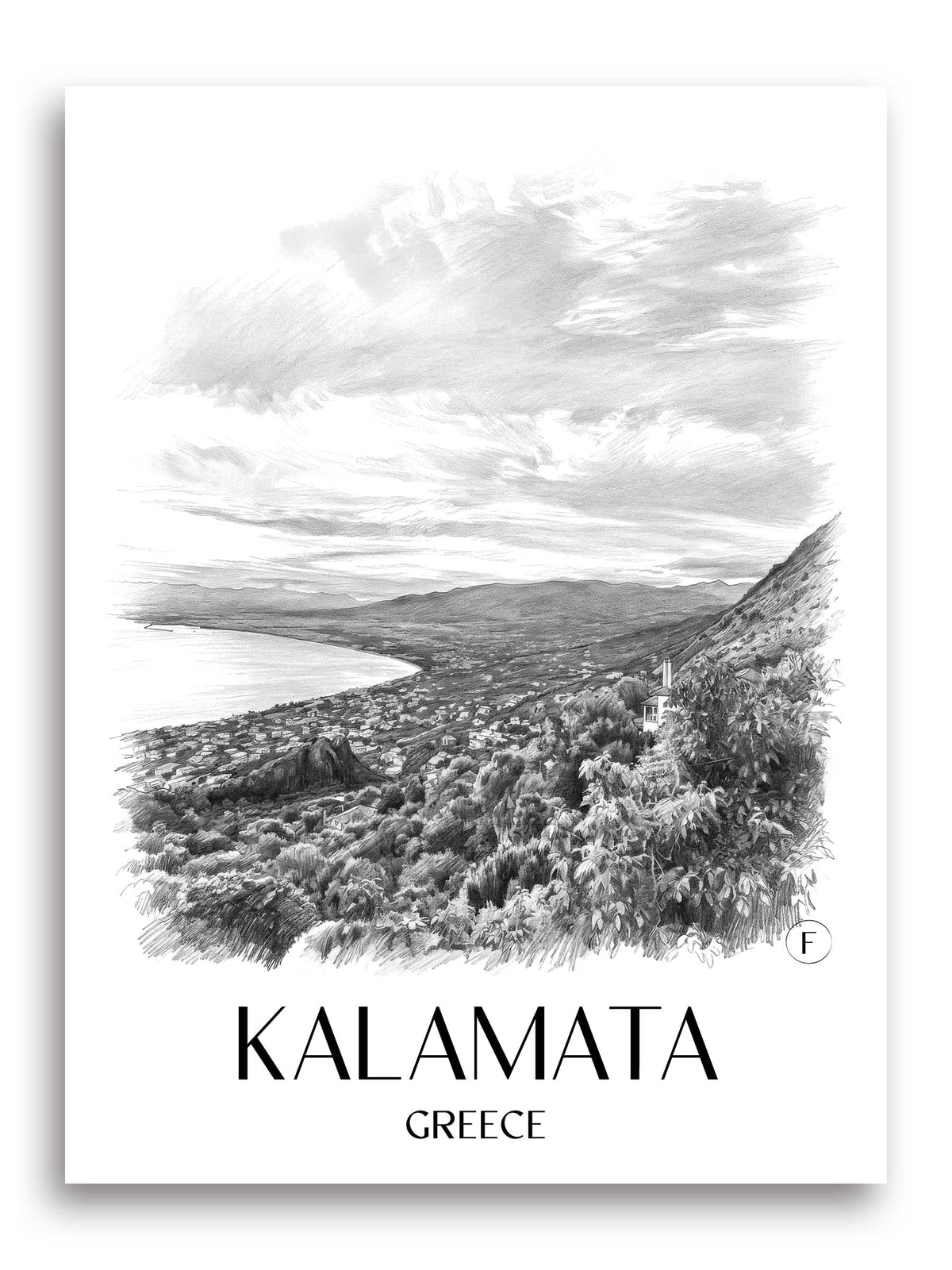 Kalamata Poster - - Griechenland Kunstdruck - Zeichnung von A4 bis A1 - favplace