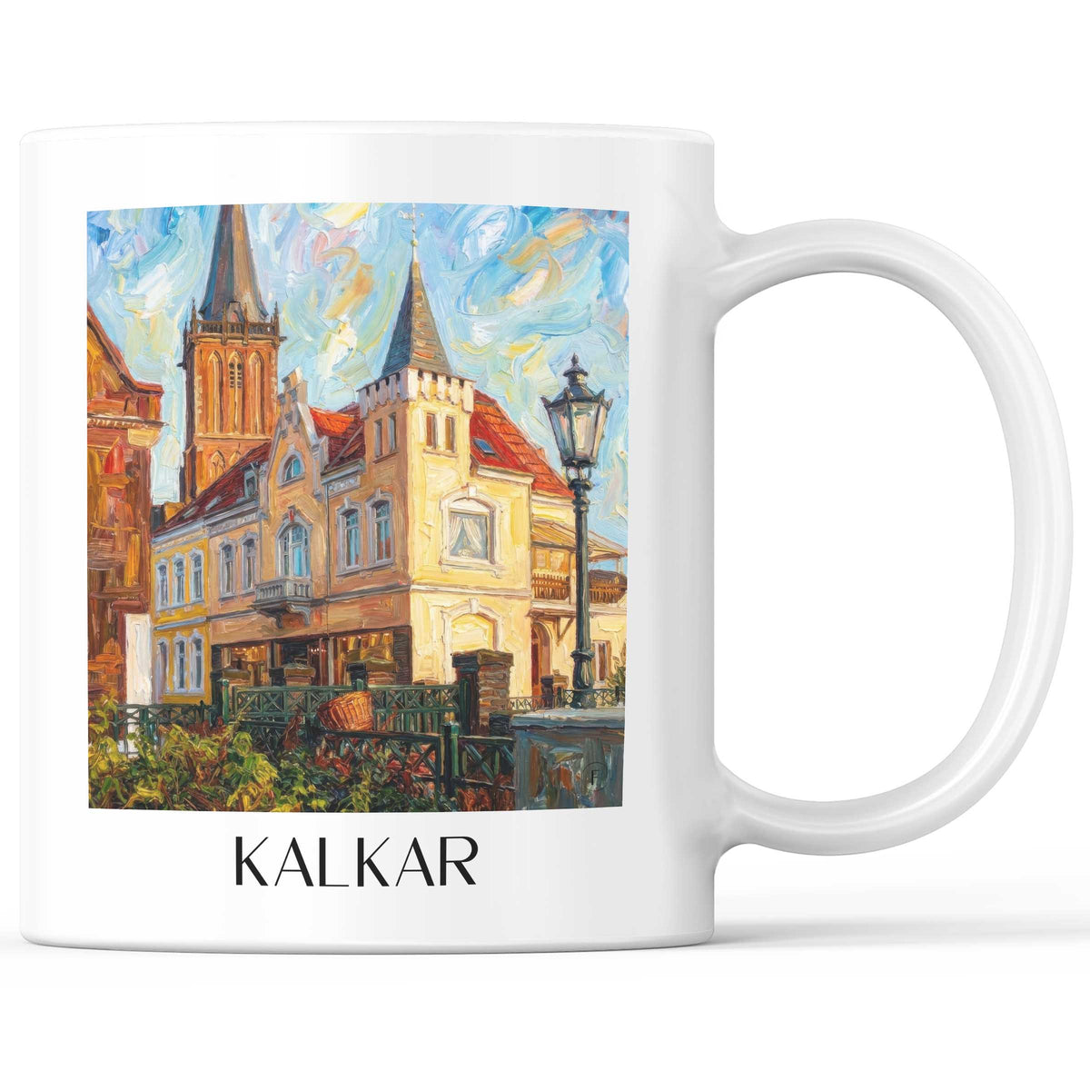 Kalkar Kaffeebecher - Niederrhein - Deutschland Becher - Kaffeetasse im Ölgemälde Stil - favplace