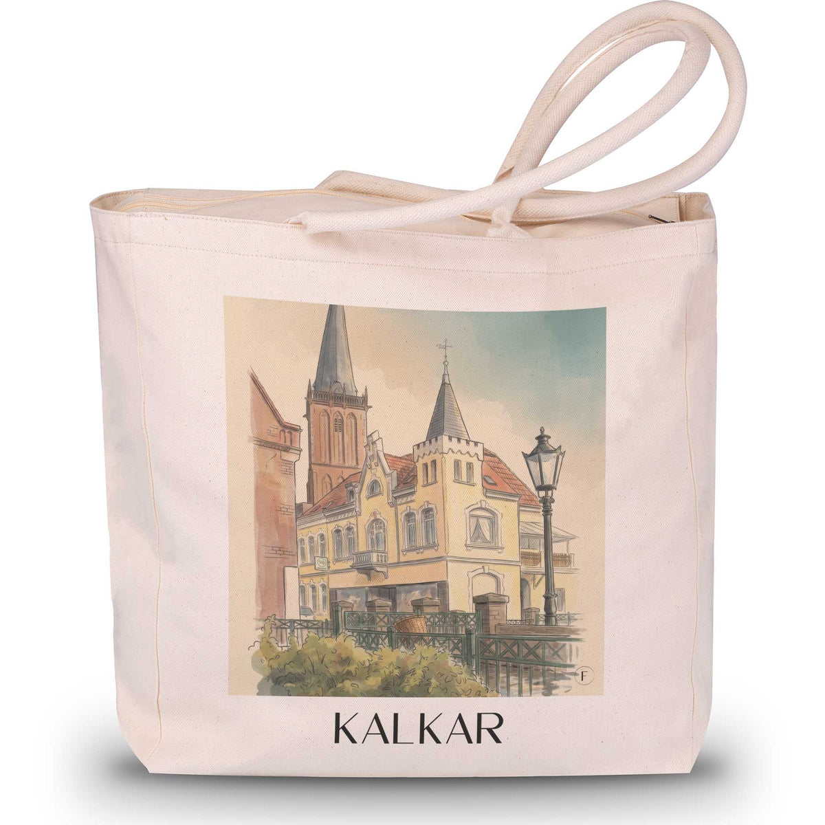 Kalkar Shopping Tasche - Niederrhein - Deutschland Tote Bag - Einkaufstasche im Aquarell Stil - favplace