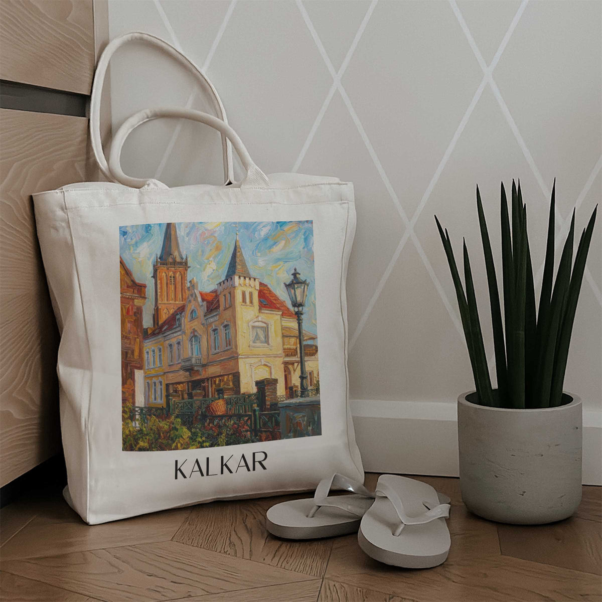 kalkar-niederrhein-deutschland-einkaufstasche-oil-painting-oelgemaelde