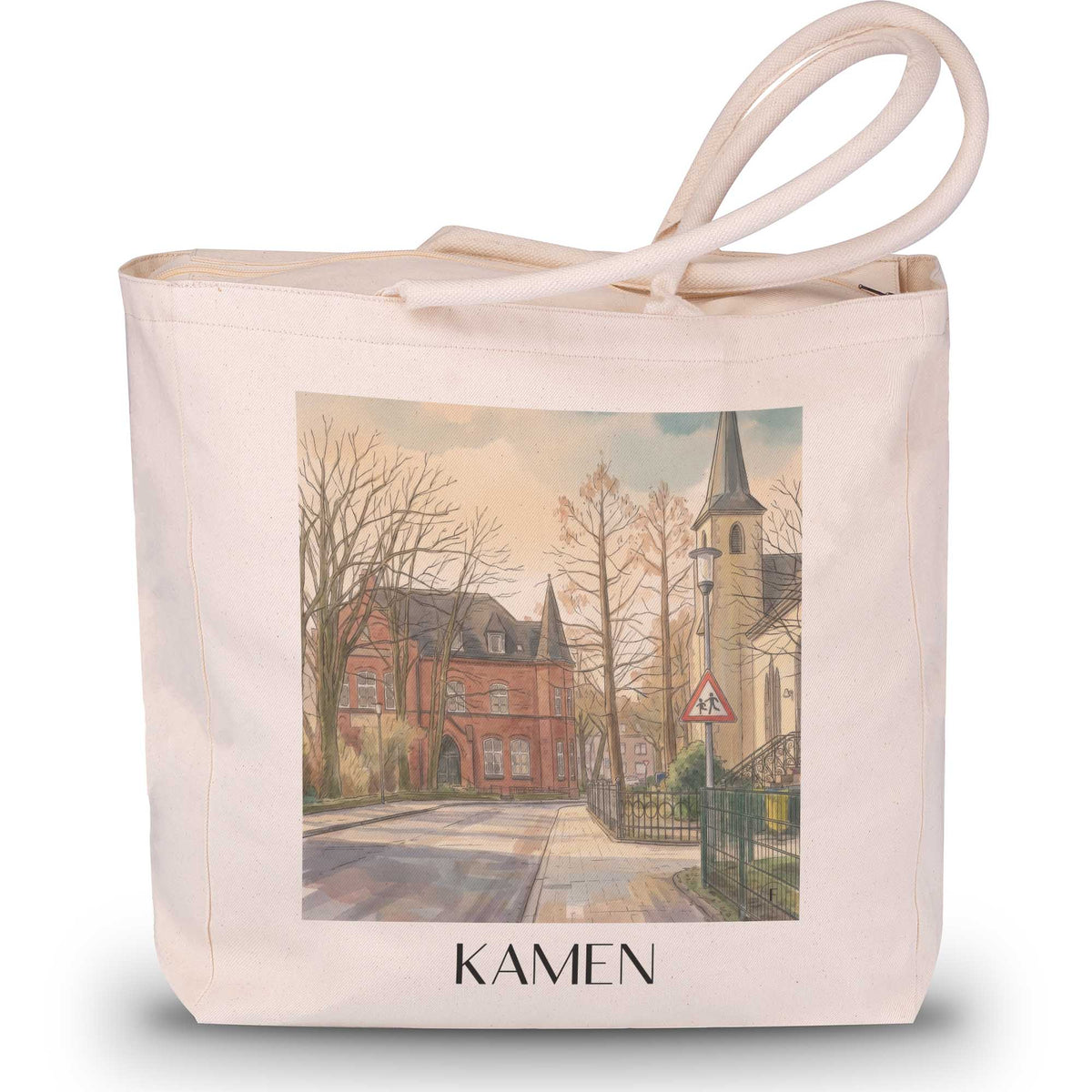 Kamen Shopping Tasche - Ruhrgebiet - Deutschland Tote Bag - Einkaufstasche im Aquarell Stil - favplace