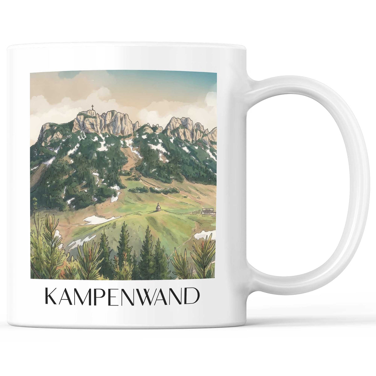 Kampenwand Kaffeebecher - Chiemgau - Deutschland Becher - Kaffeetasse im Aquarell Stil - favplace