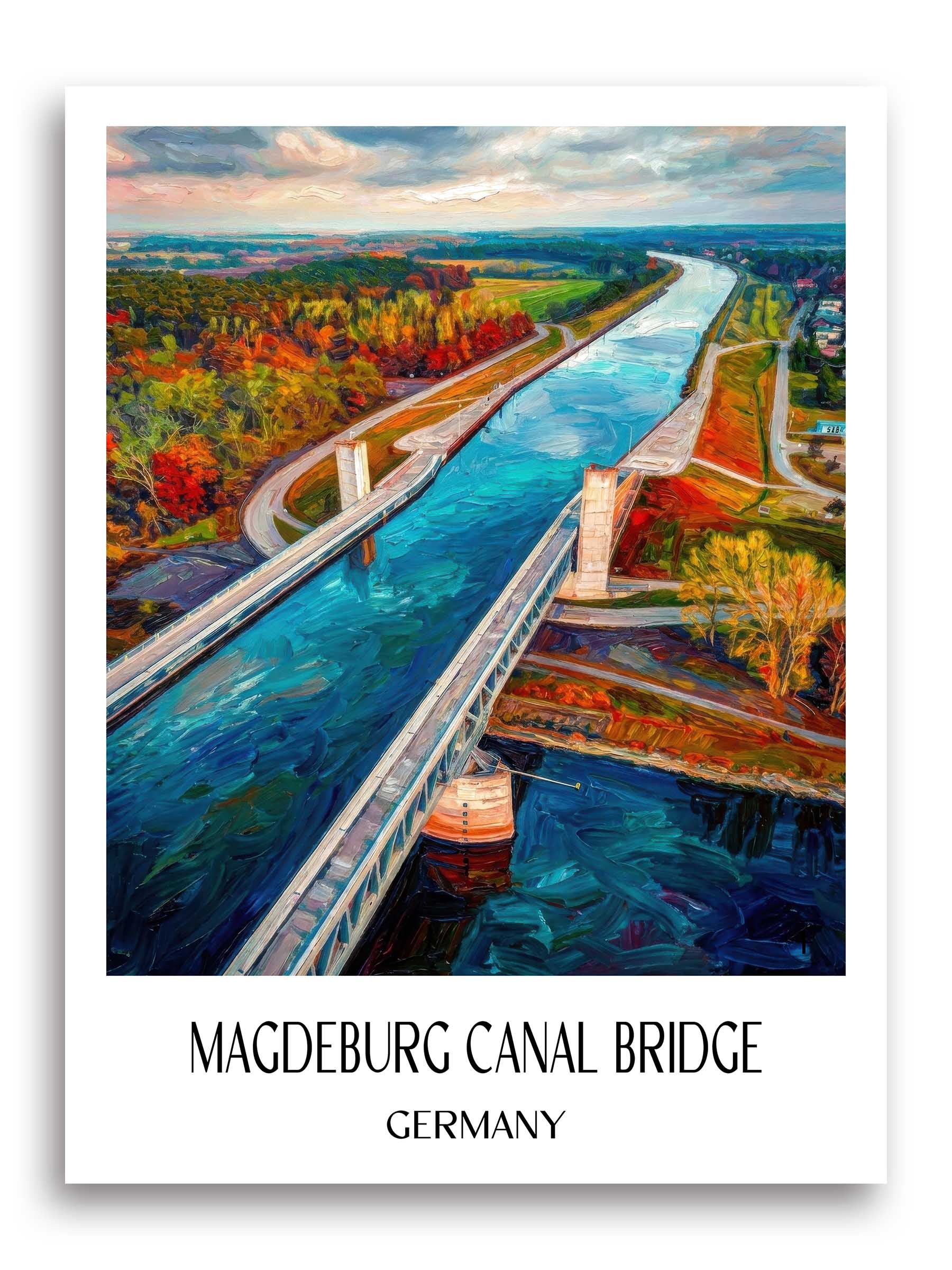 Kanalbrücke Magdeburg Poster - Sachsen-Anhalt - Deutschland Kunstdruck - Ölgemälde von A4 bis A1 - favplace