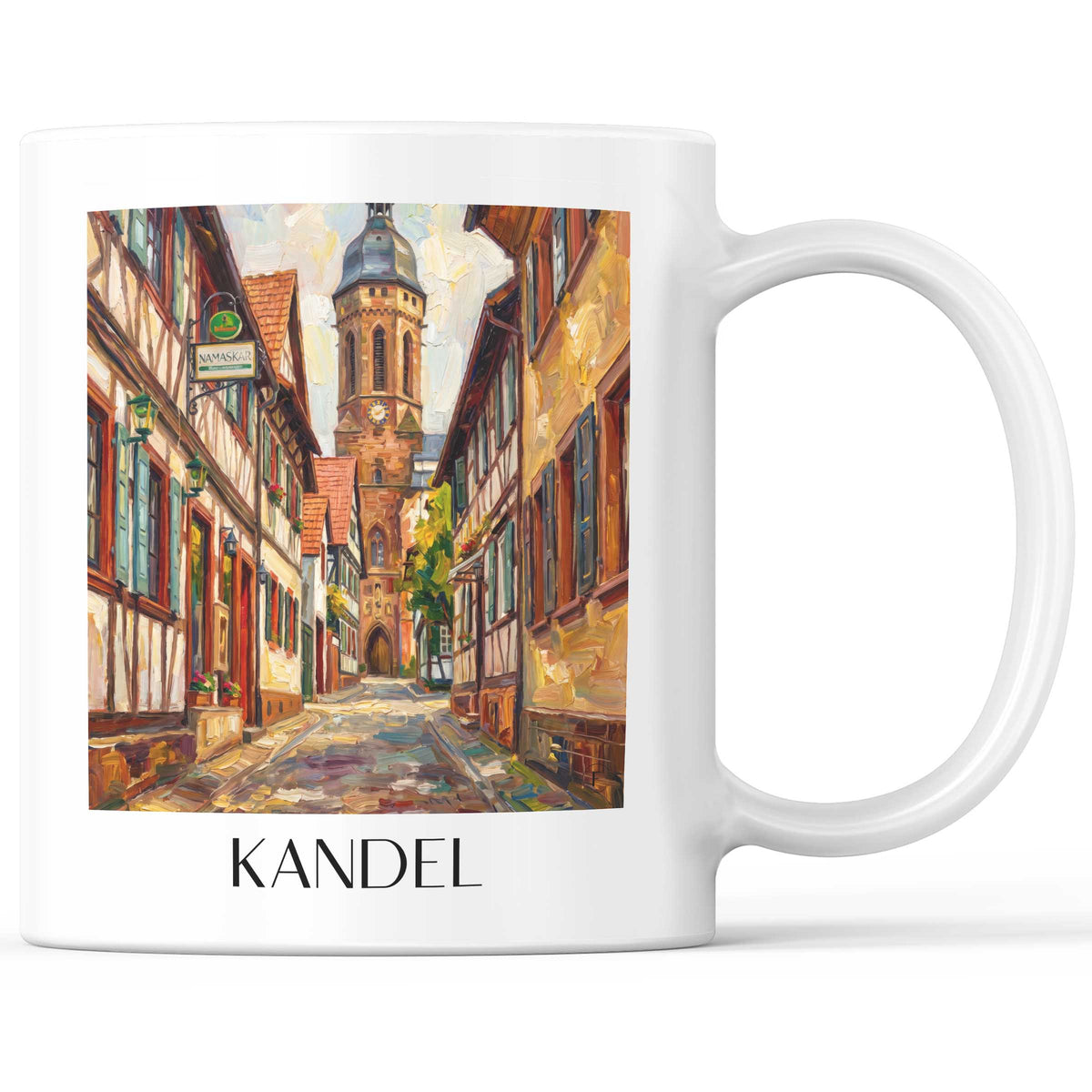 Kandel Kaffeebecher - Südpfalz - Deutschland Becher - Kaffeetasse im Ölgemälde Stil