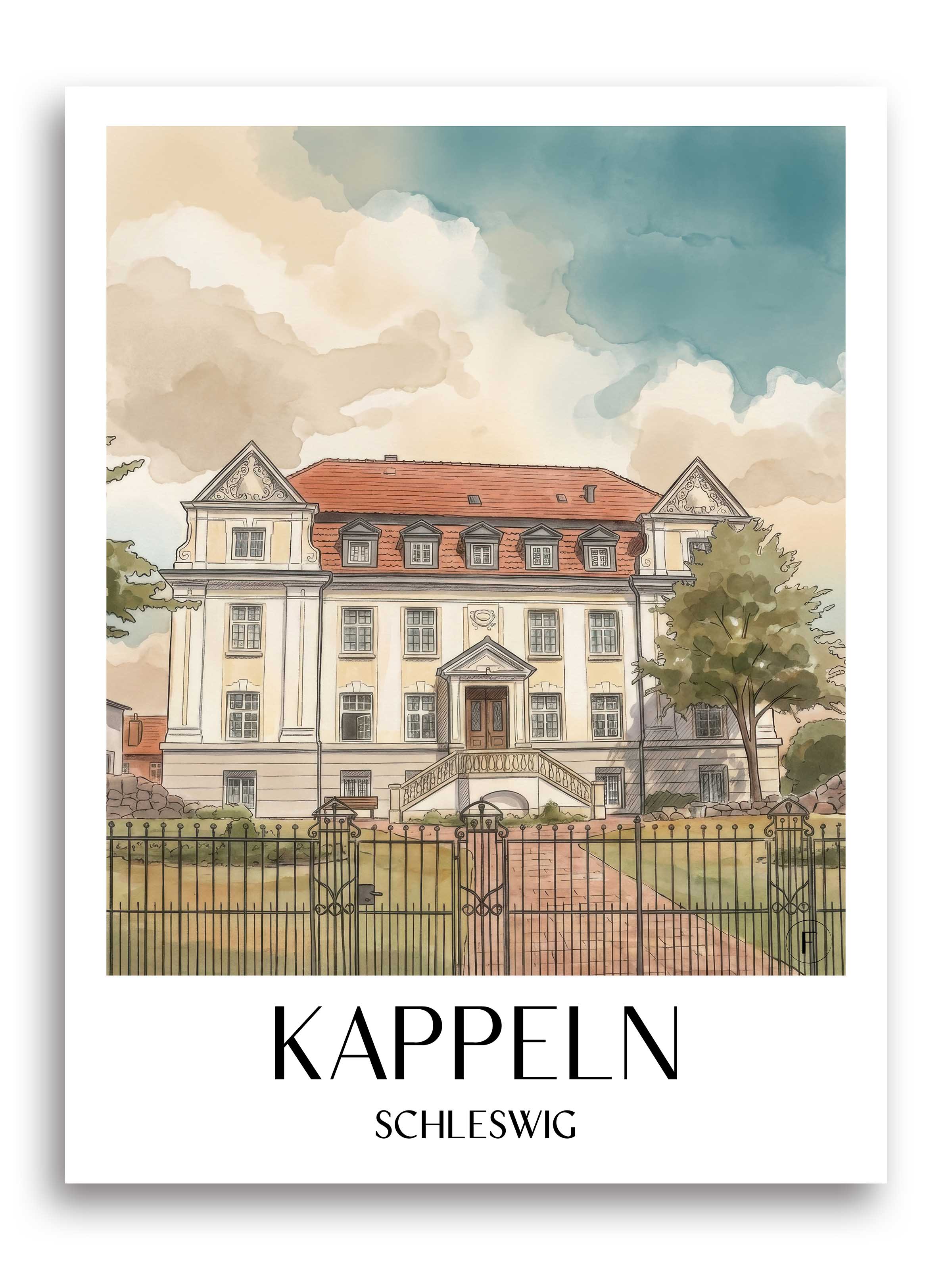 kappeln-schleswig-deutschland-poster-aquarell