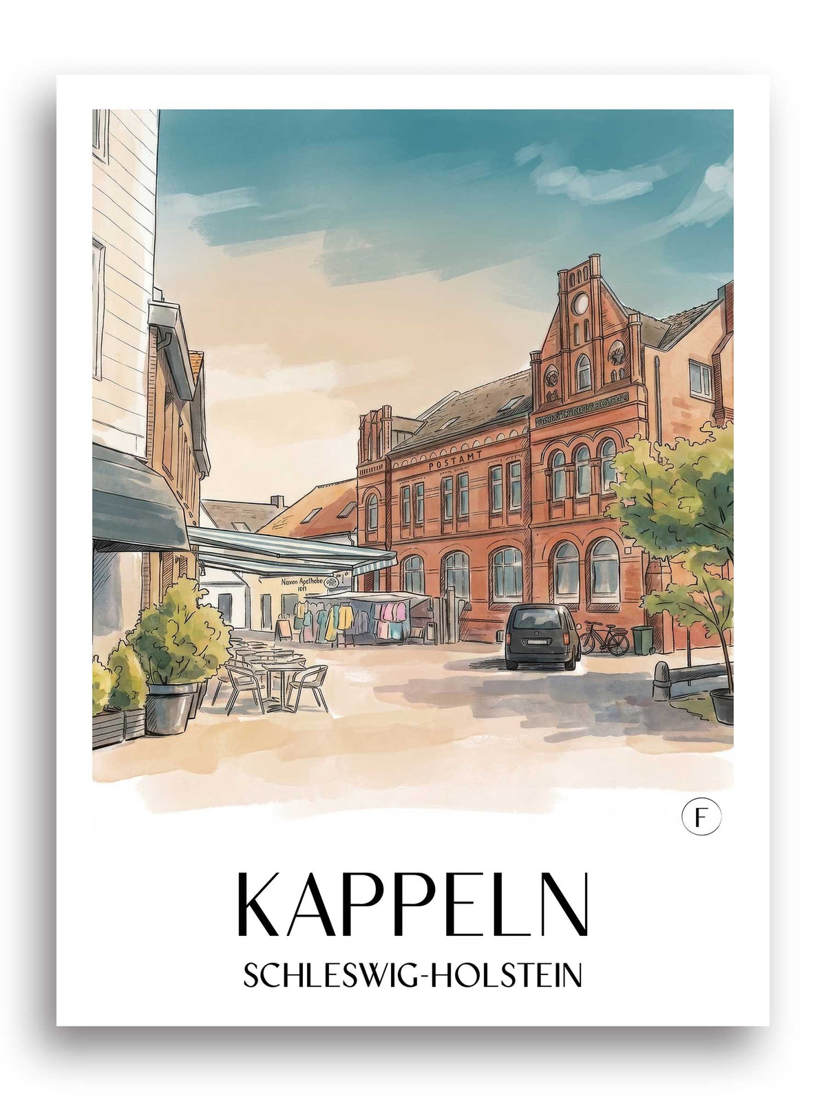 kappeln-schleswig-holstein-deutschland-poster-aquarell