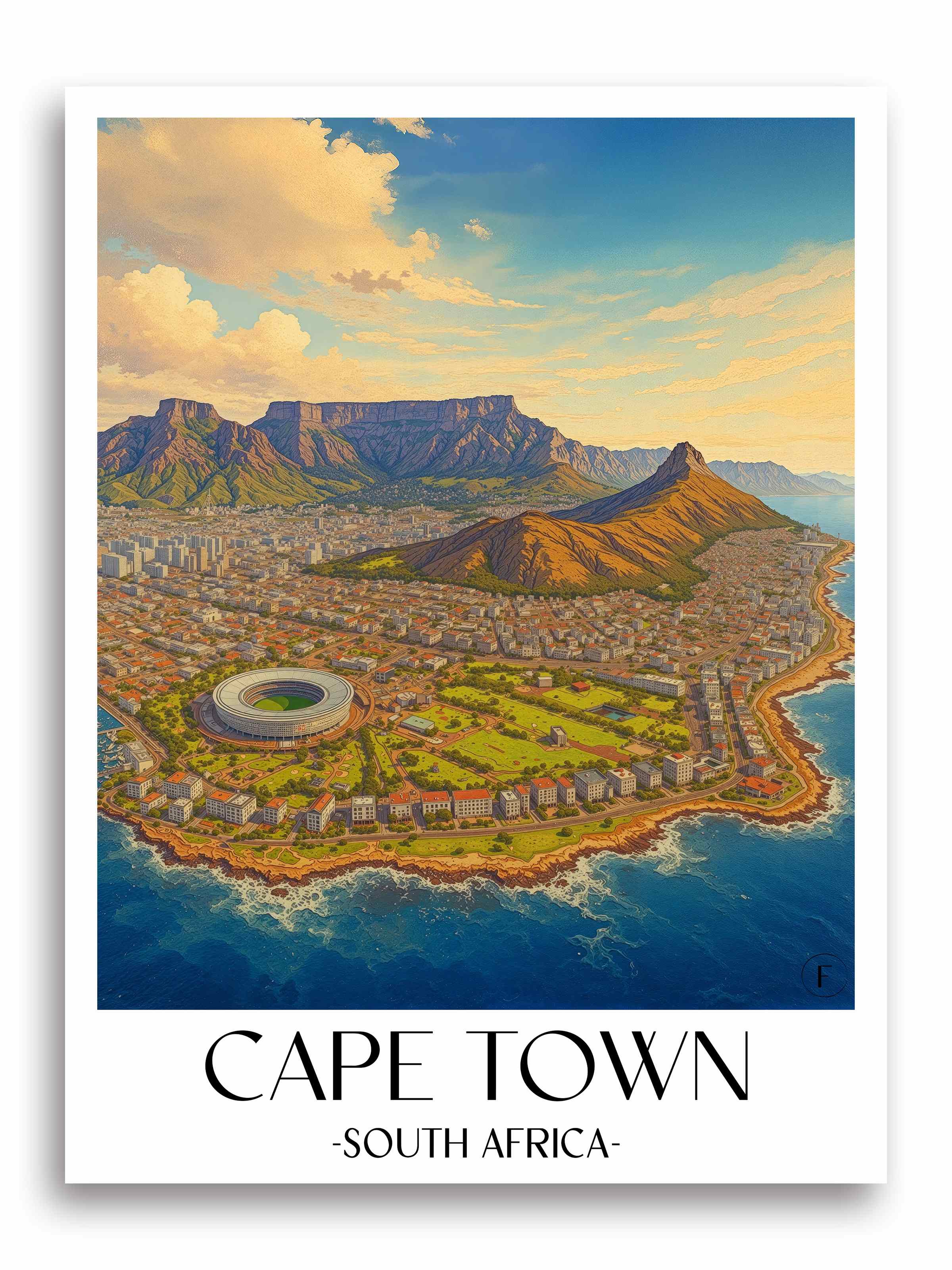 Kapstadt Poster -  Südafrika Kunstdruck - Aquarell von A4 bis A1 - favplace