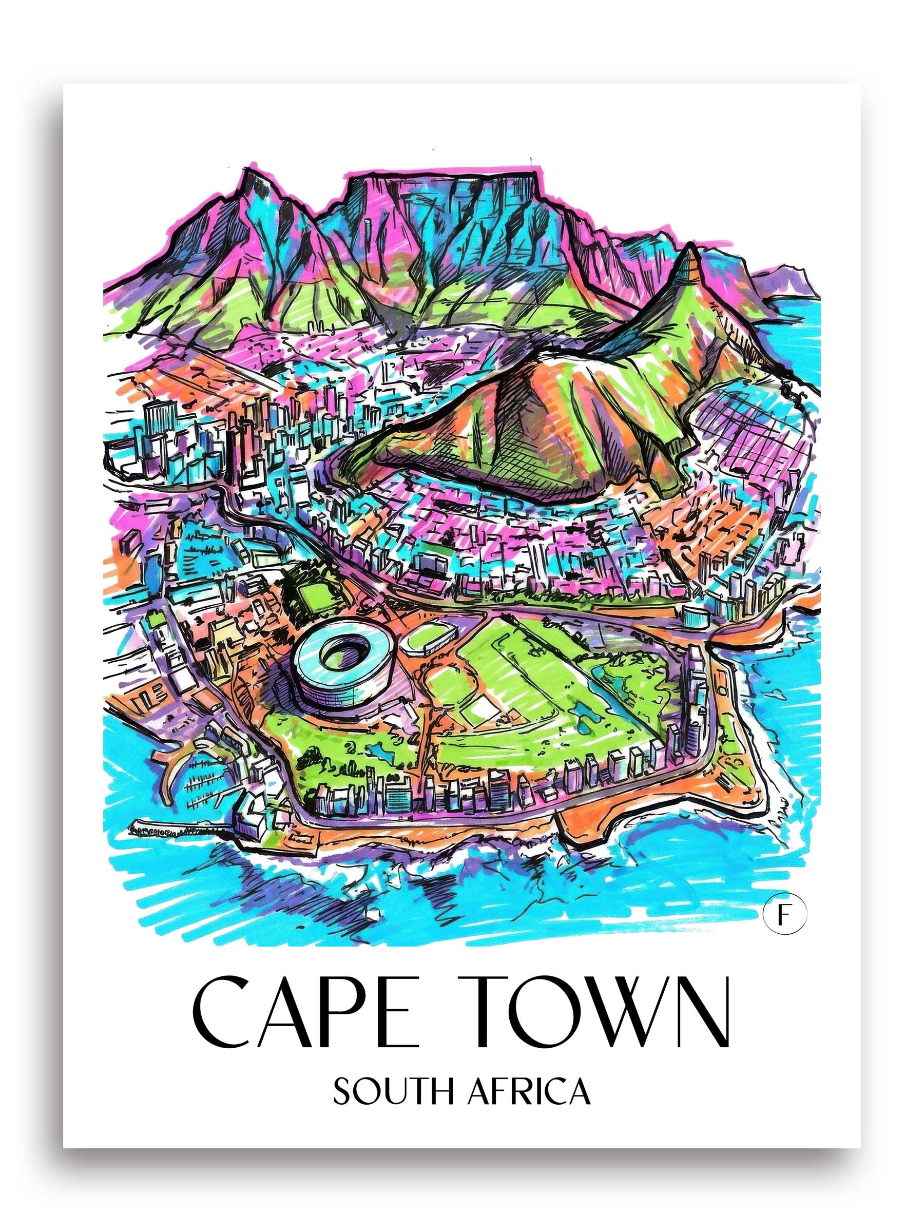 Kapstadt Poster - - Südafrika Kunstdruck - Tag Graffiti von A4 bis A1 - favplace
