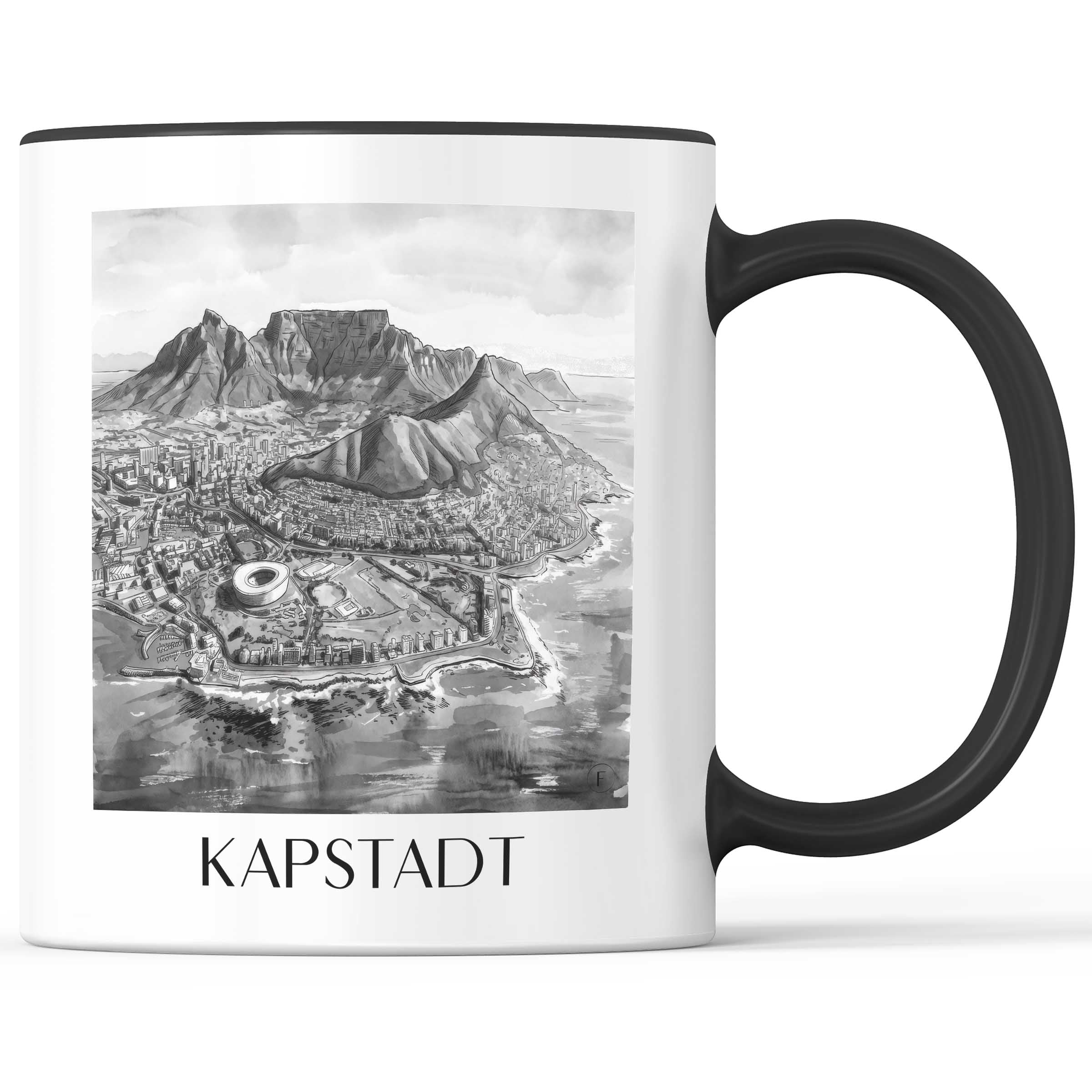 kapstadt-südafrika-kaffeebecher-aquarell-schwarz-weiss