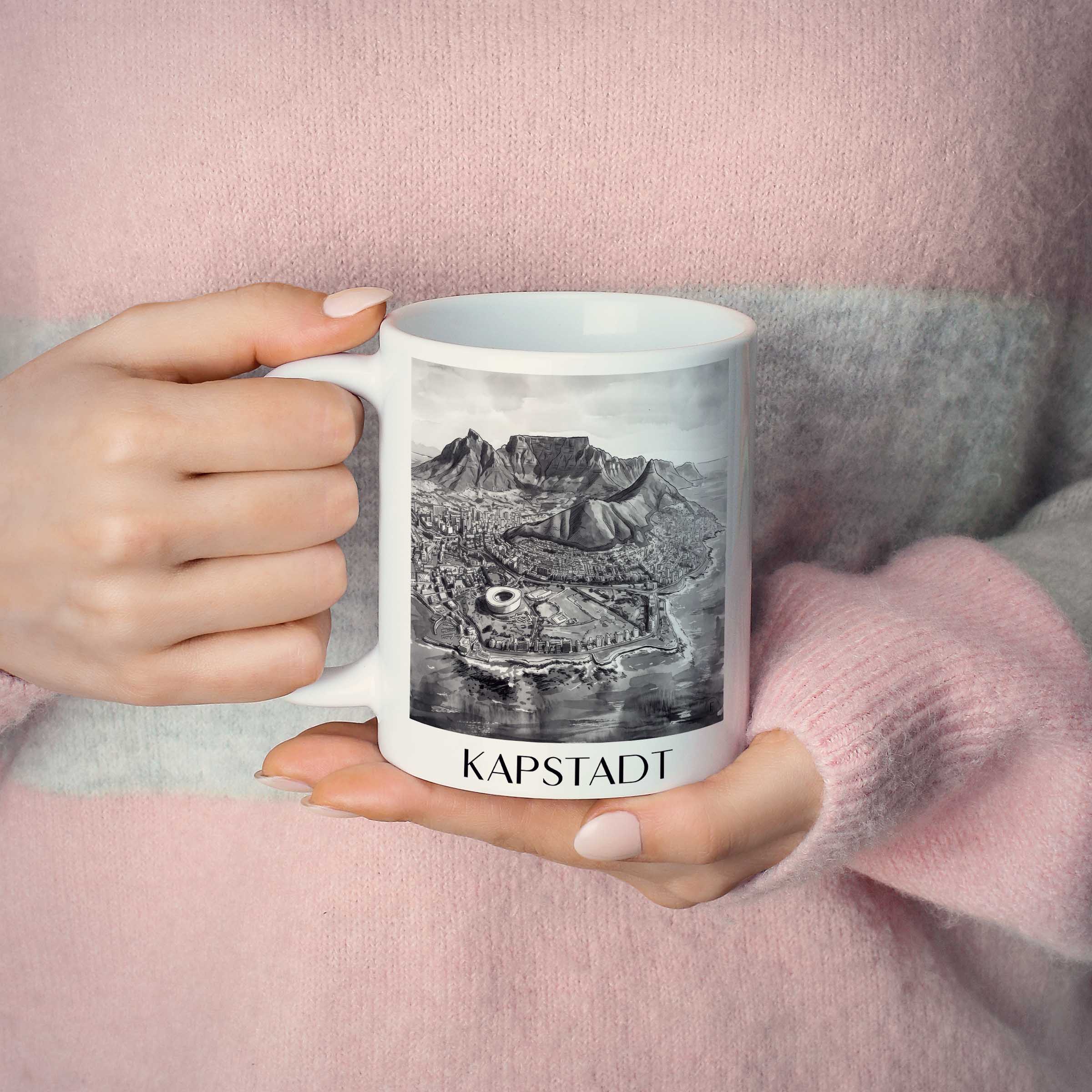 kapstadt-südafrika-kaffeebecher-aquarell-schwarz-weiss