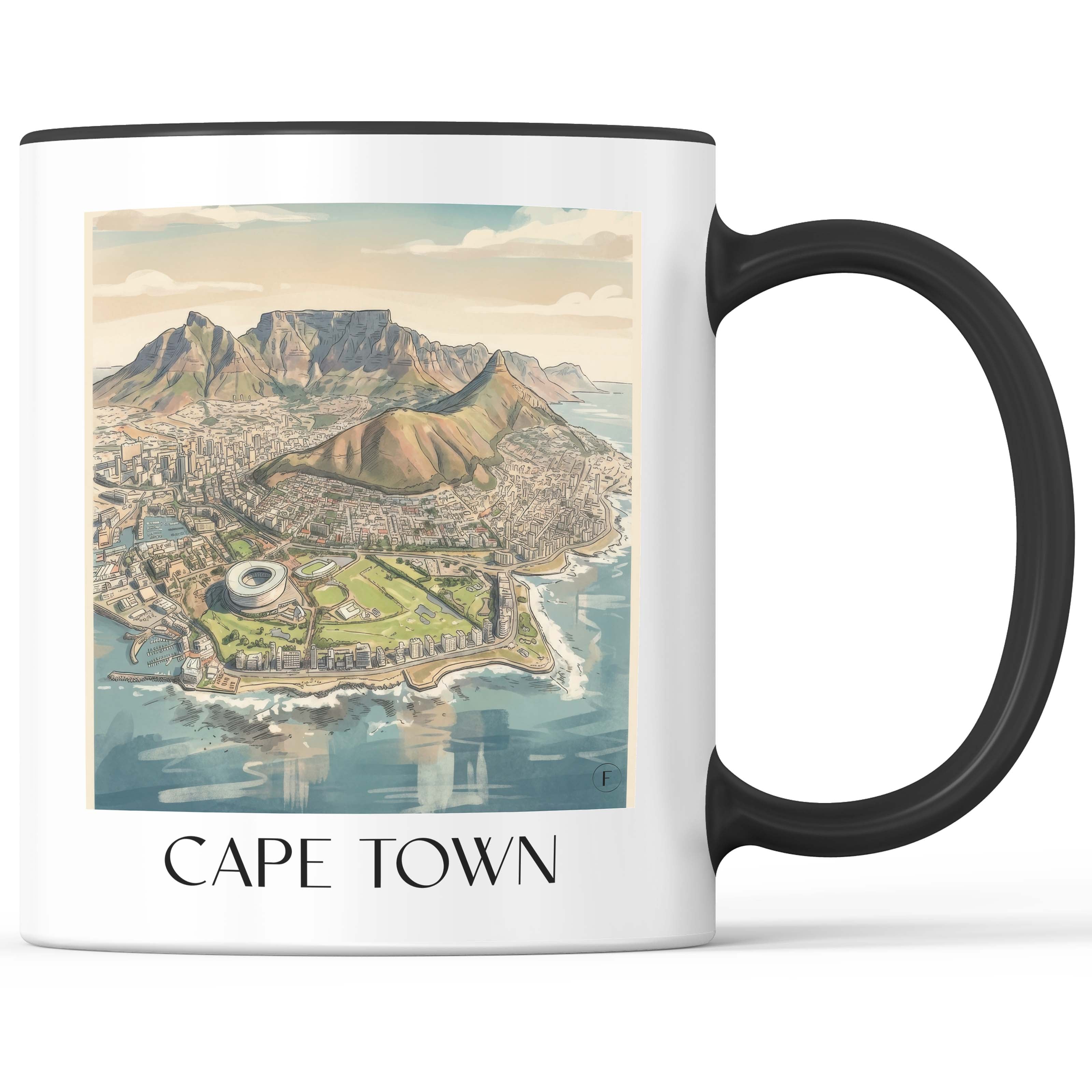 Kapstadt - Südafrika Becher - Kaffeetasse im Aquarell Stil - favplace