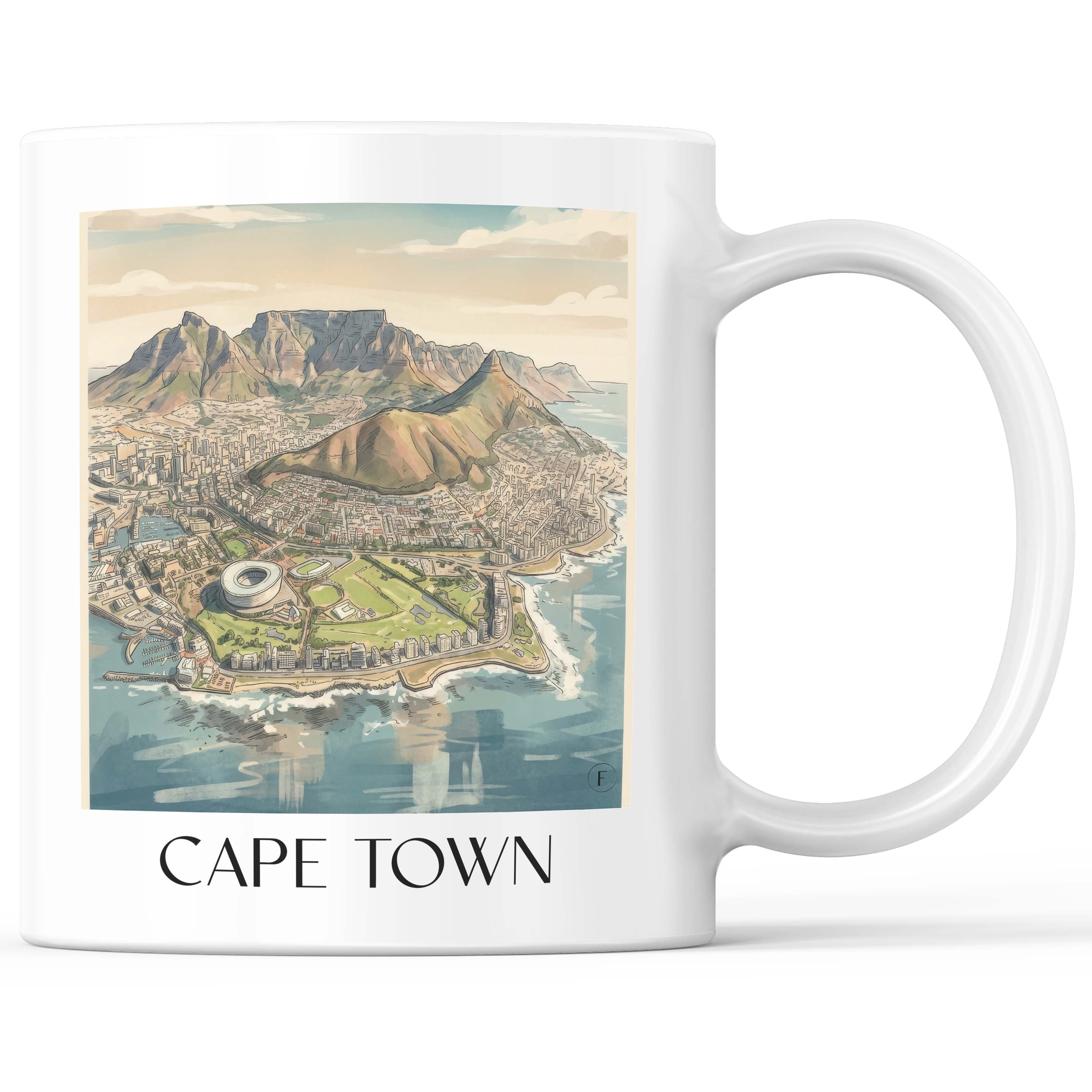 Kapstadt - Südafrika Becher - Kaffeetasse im Aquarell Stil - favplace
