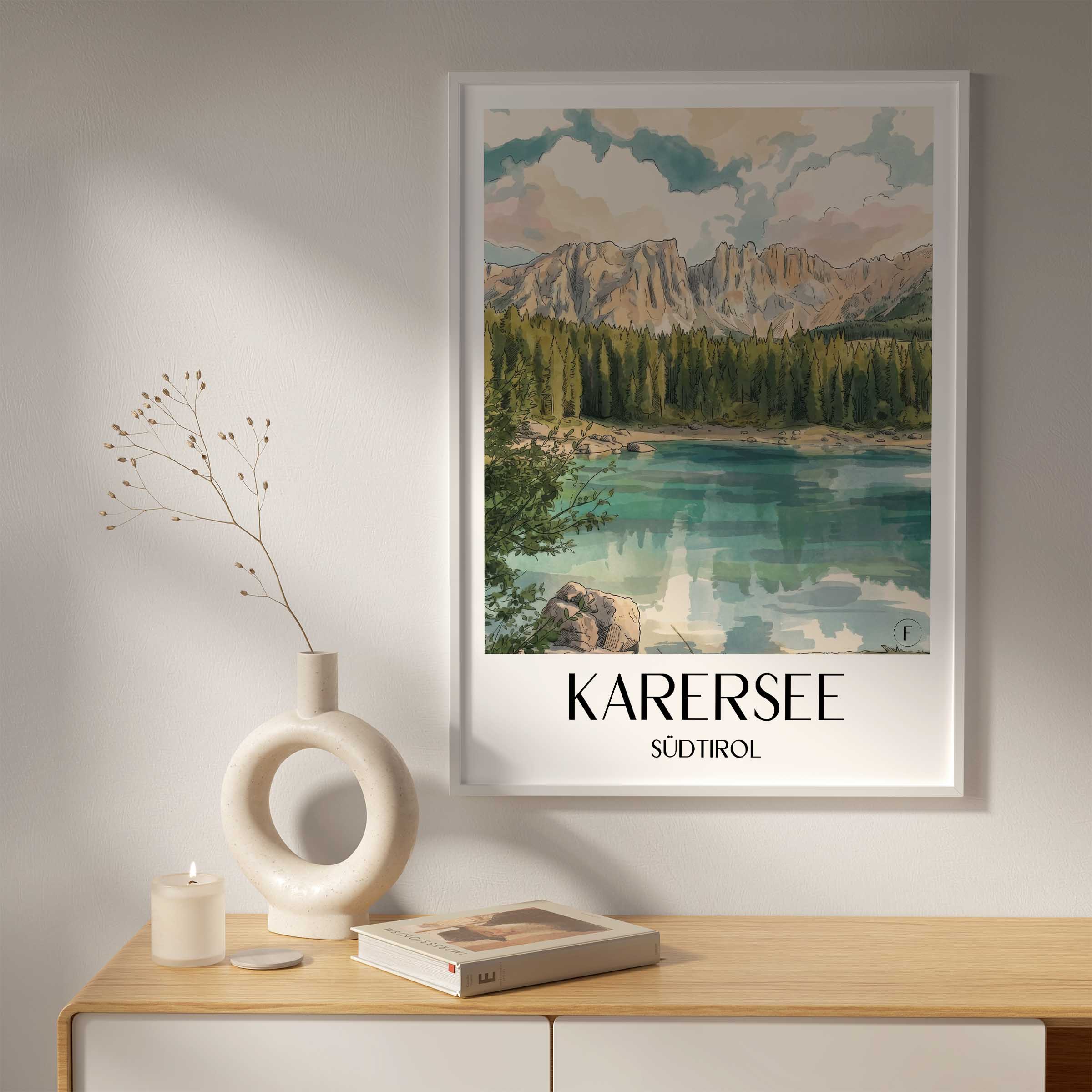 karersee-südtirol-italien-poster-aquarell