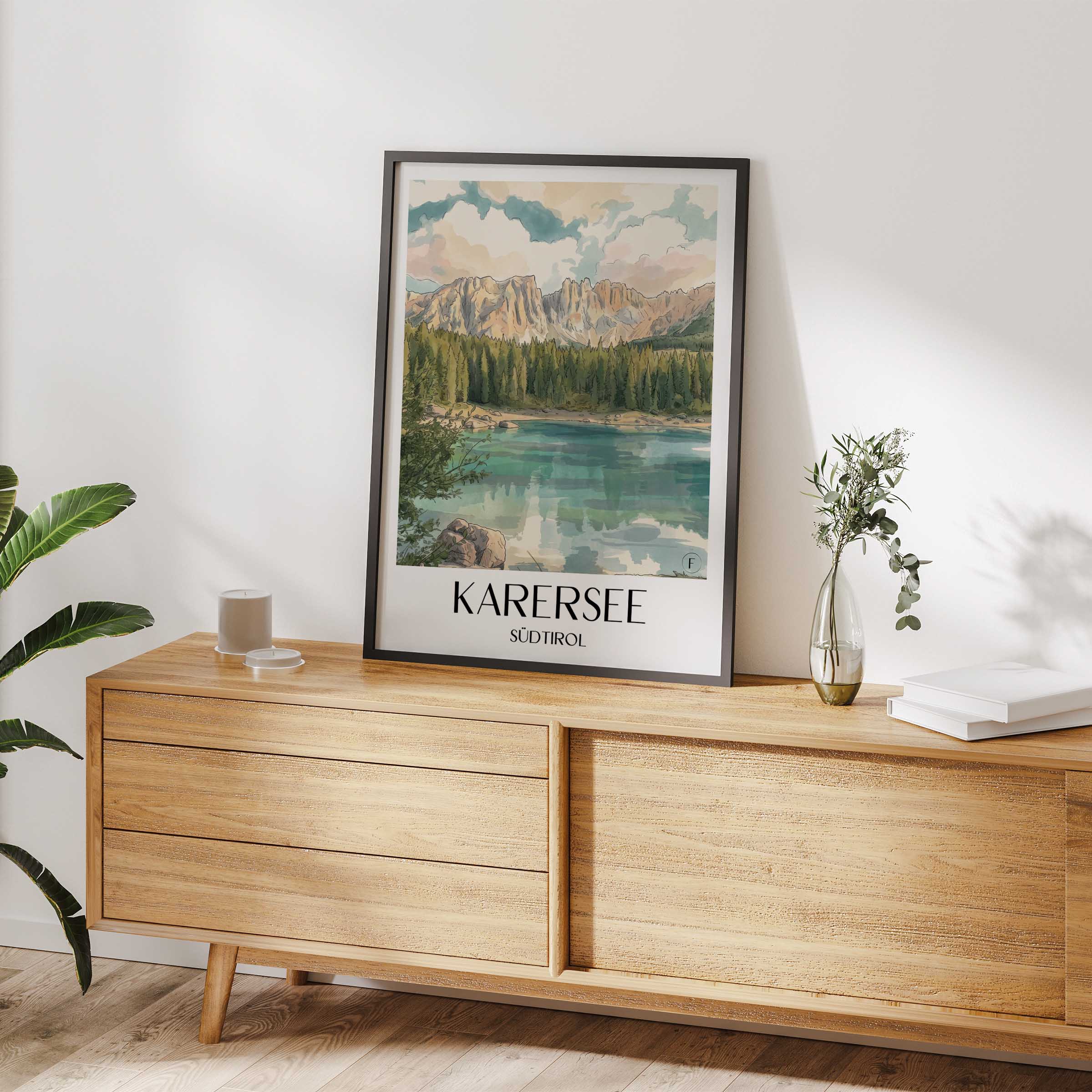karersee-südtirol-italien-poster-aquarell