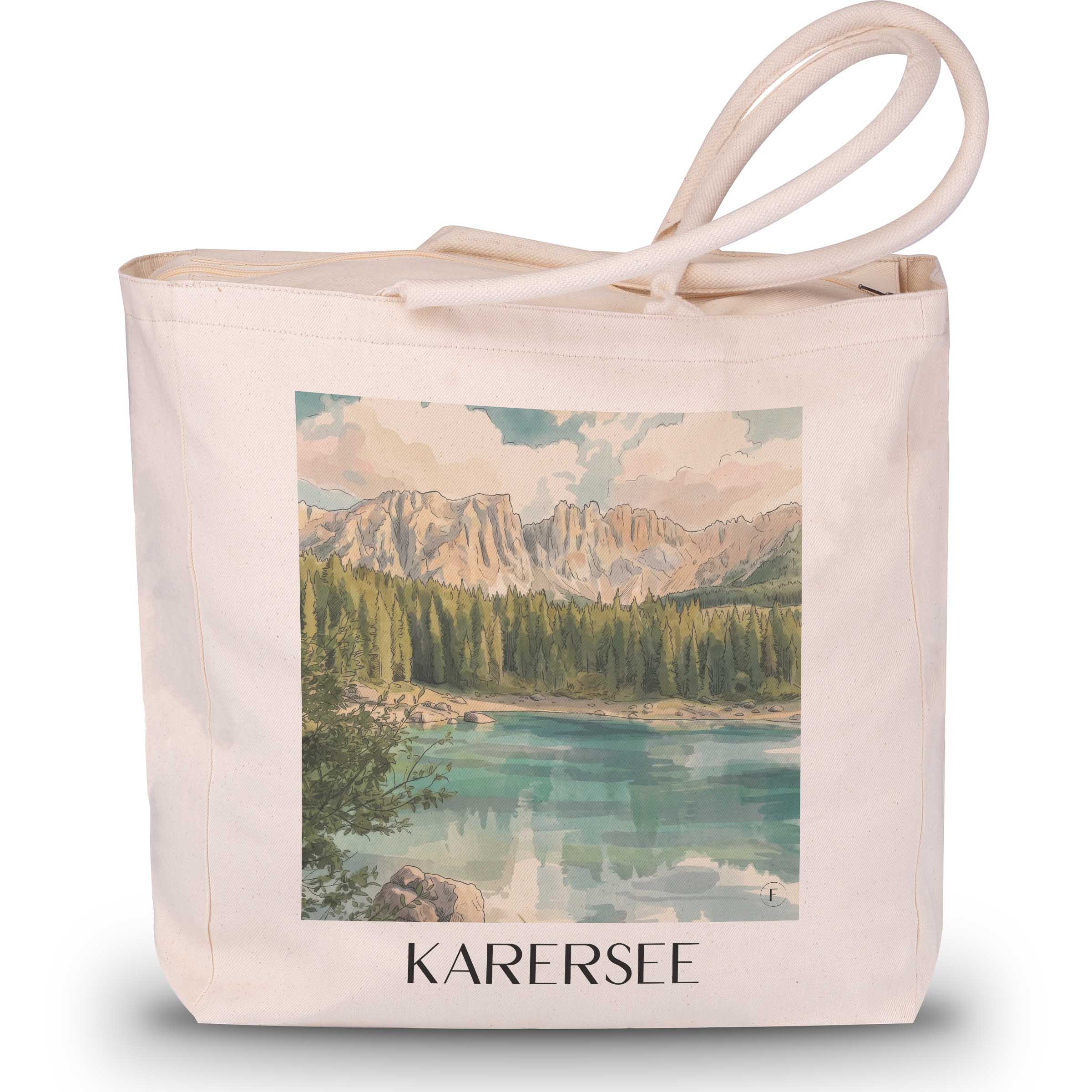 karersee-südtirol-italien-einkaufstasche-aquarell