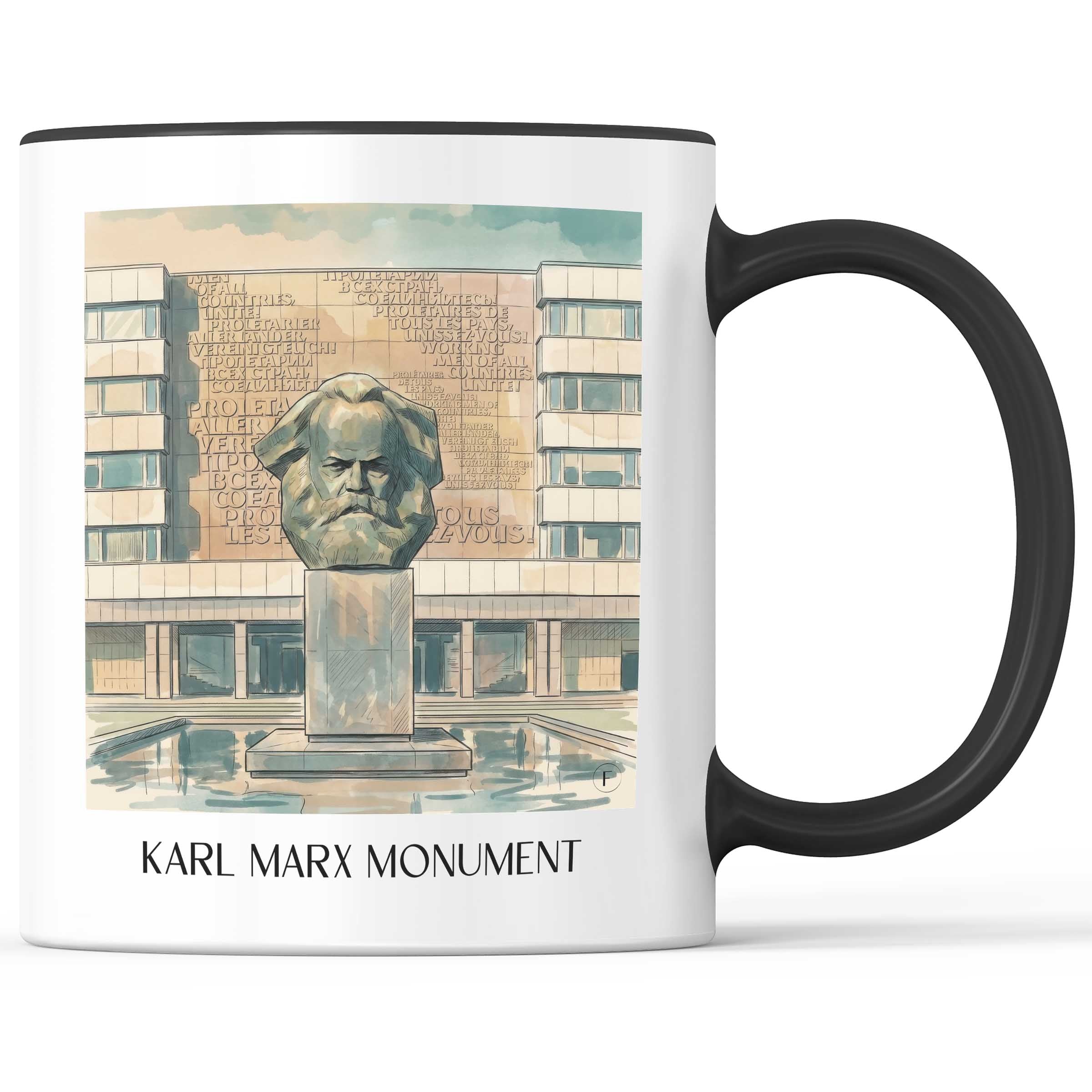 Karl-Marx-Monument Kaffeebecher - Chemnitz - Deutschland Becher - Kaffeetasse im Aquarell Stil - favplace