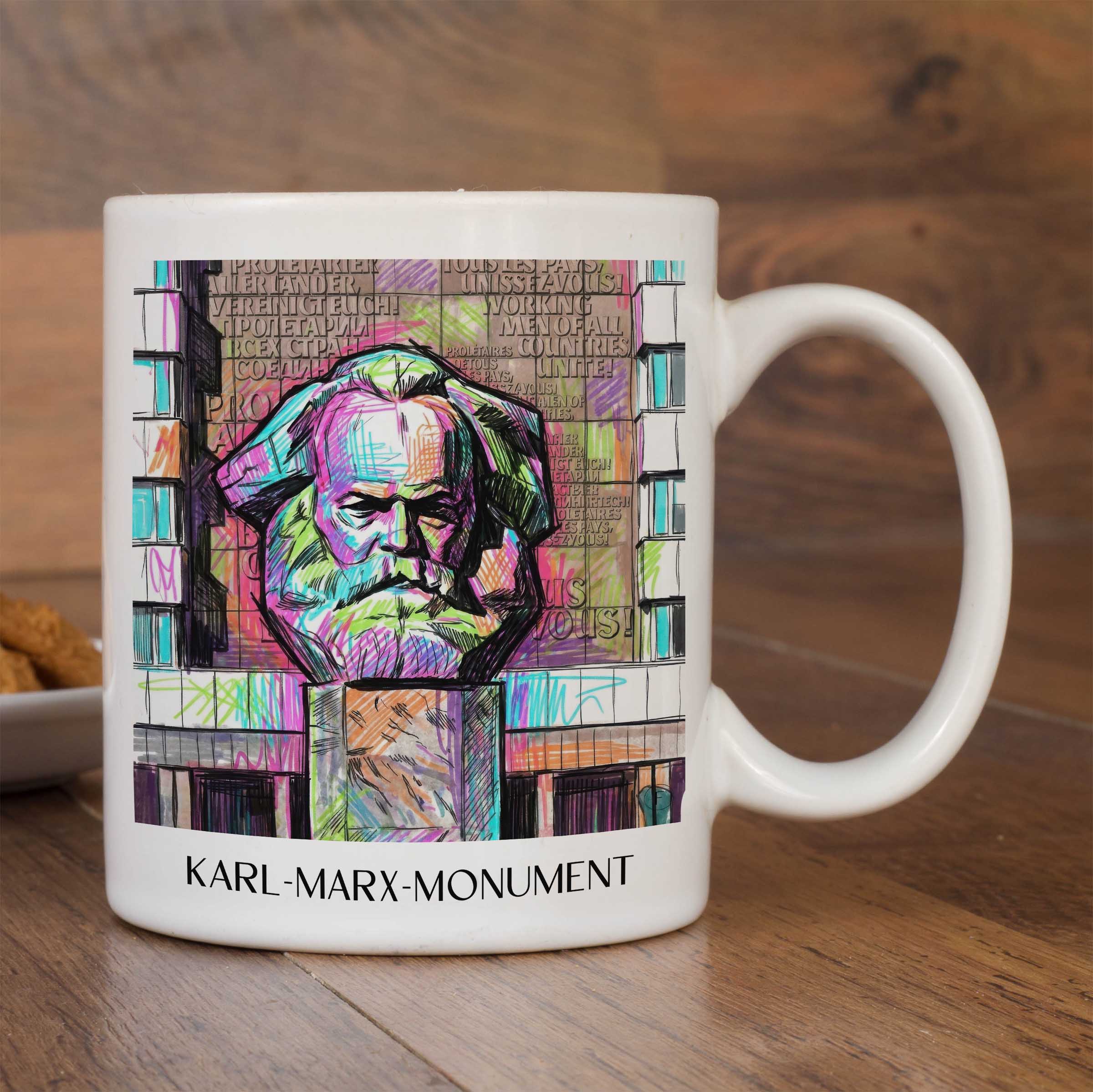 karl-marx-monument-chemnitz-deutschland-kaffeebecher-graffiti