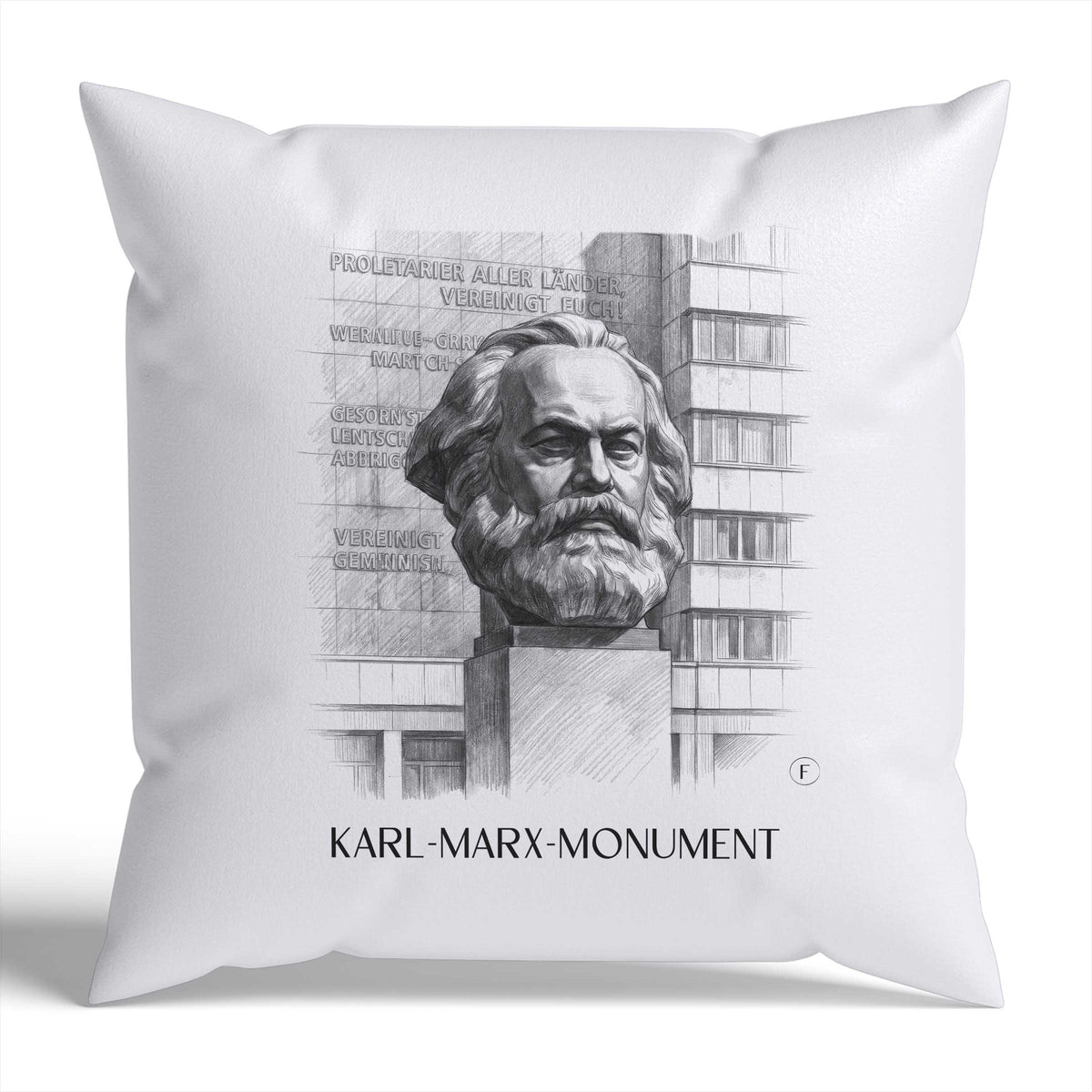 karl-marx-monument-chemnitz-deutschland-kissenbezug-bleistift-zeichnung-drawing
