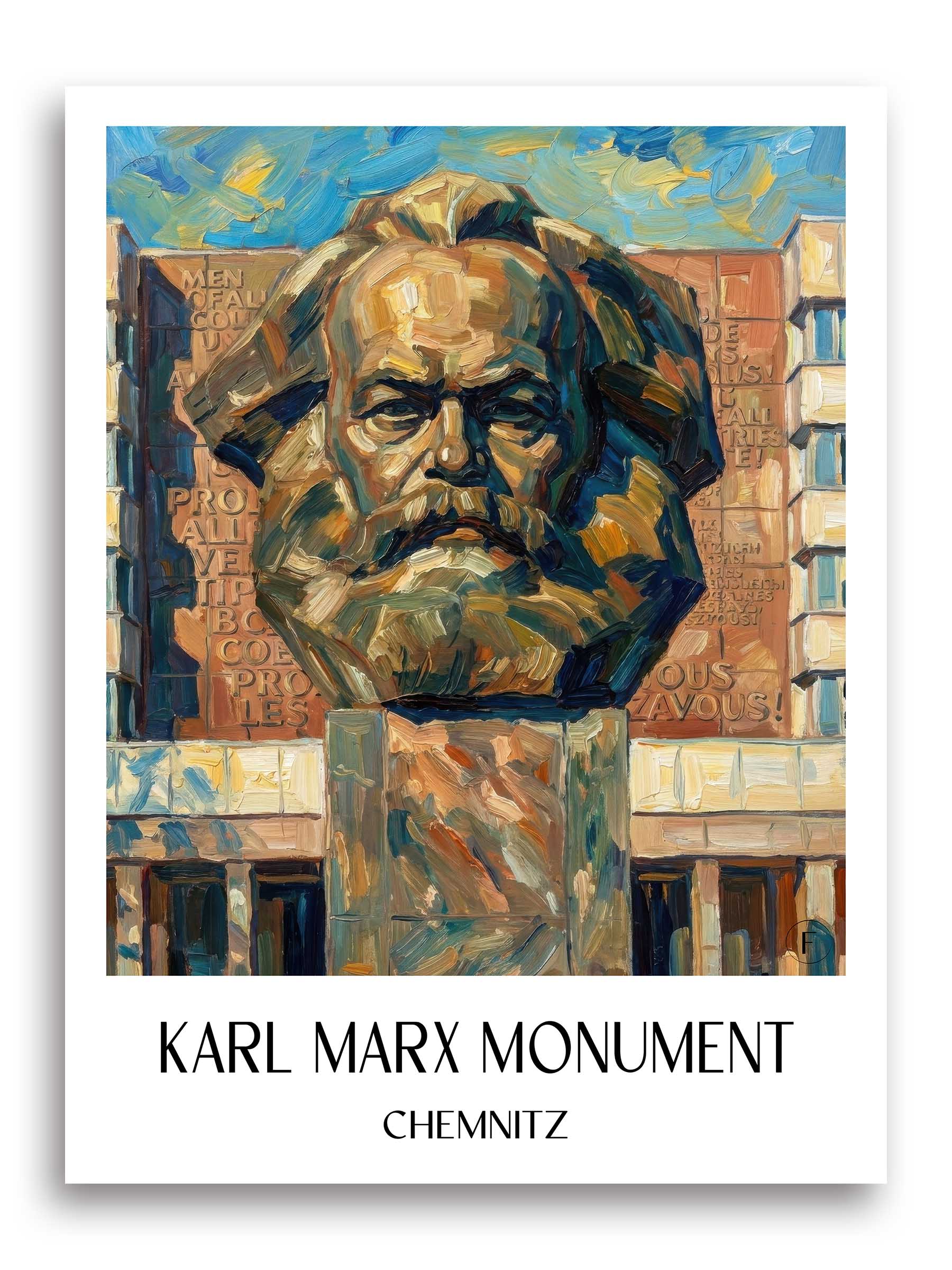 Karl-Marx-Monument Poster - Chemnitz - Deutschland Kunstdruck - Ölgemälde von A4 bis A1 - favplace