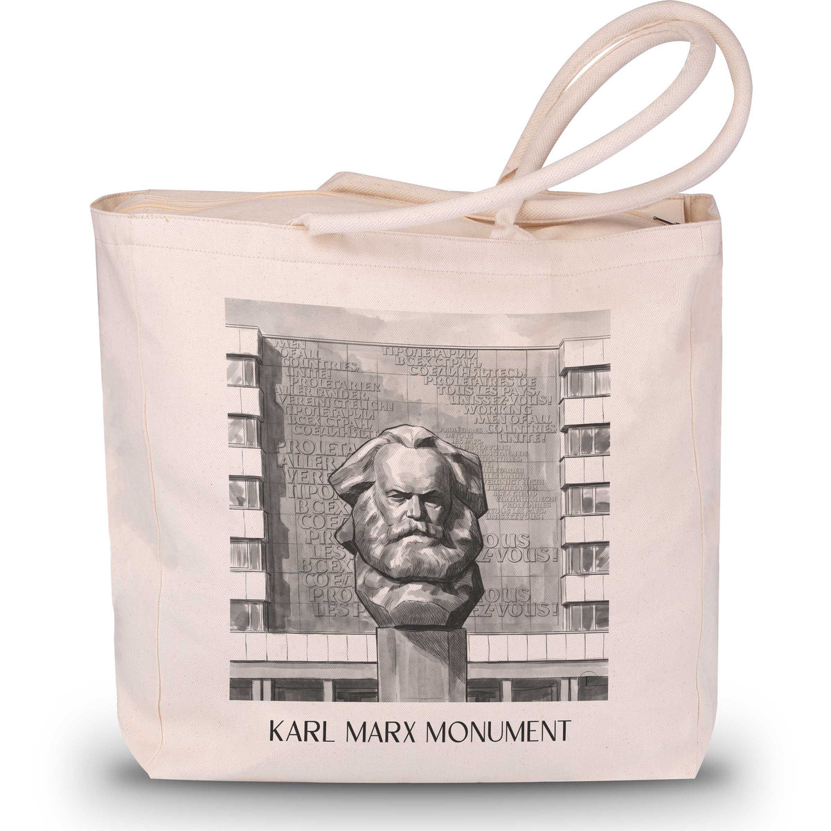Karl-Marx-Monument Shopping Tasche - Chemnitz - Deutschland Tote Bag - Einkaufstasche im Aquarell Schwarz-Weiß Stil - favplace