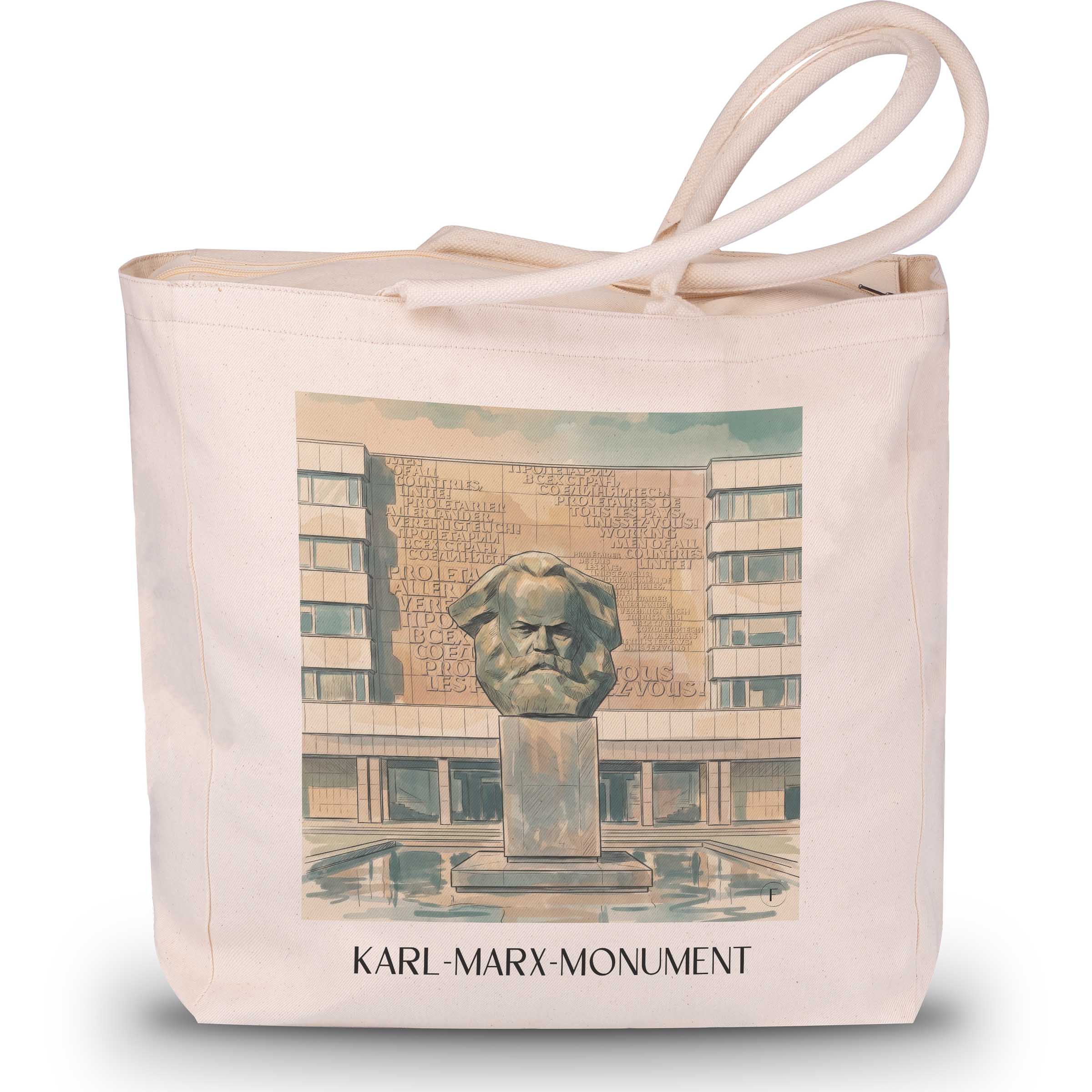 karl-marx-monument-chemnitz-deutschland-einkaufstasche-aquarell