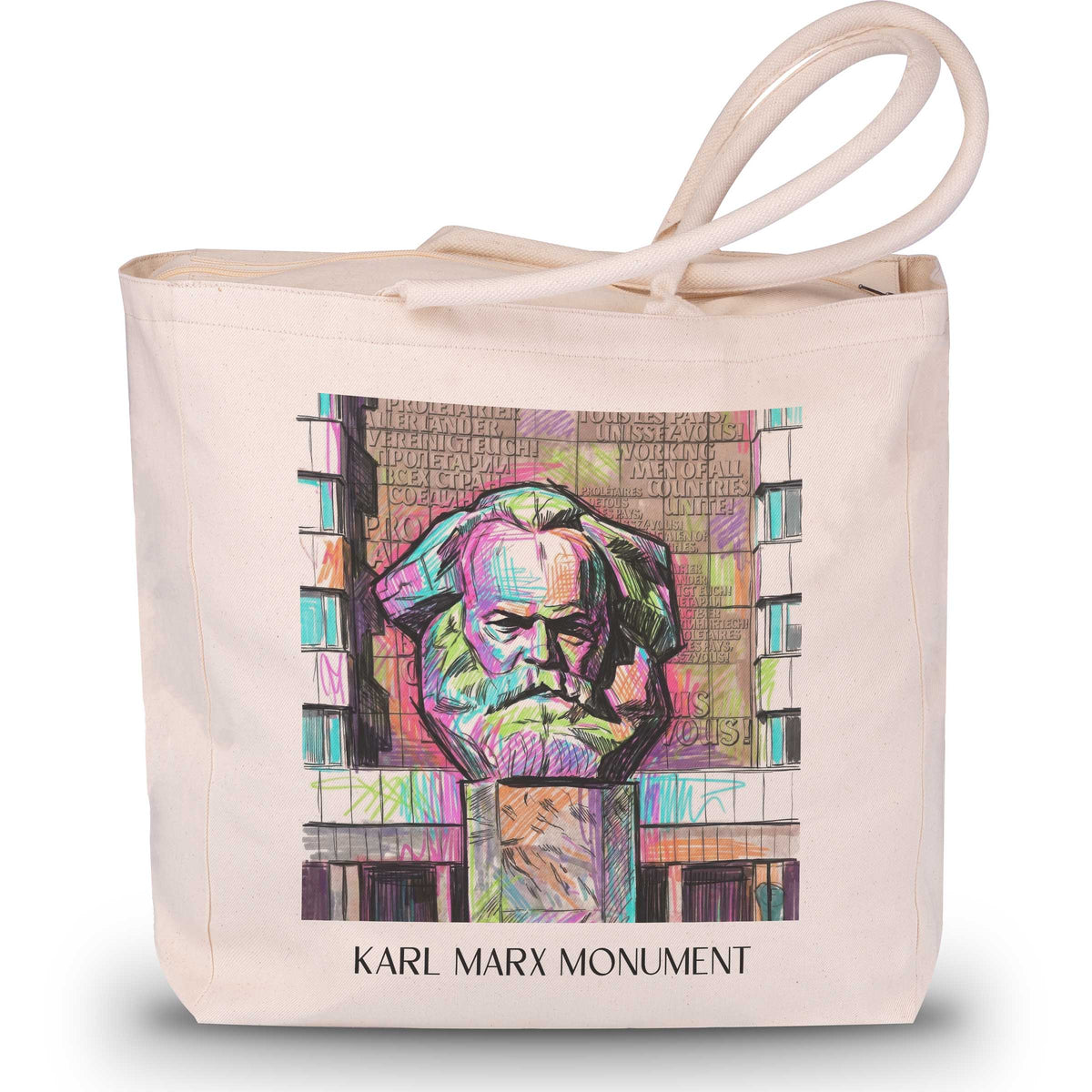 Karl-Marx-Monument Shopping Tasche - Chemnitz - Deutschland Tote Bag - Einkaufstasche im Tag Graffiti Stil - favplace