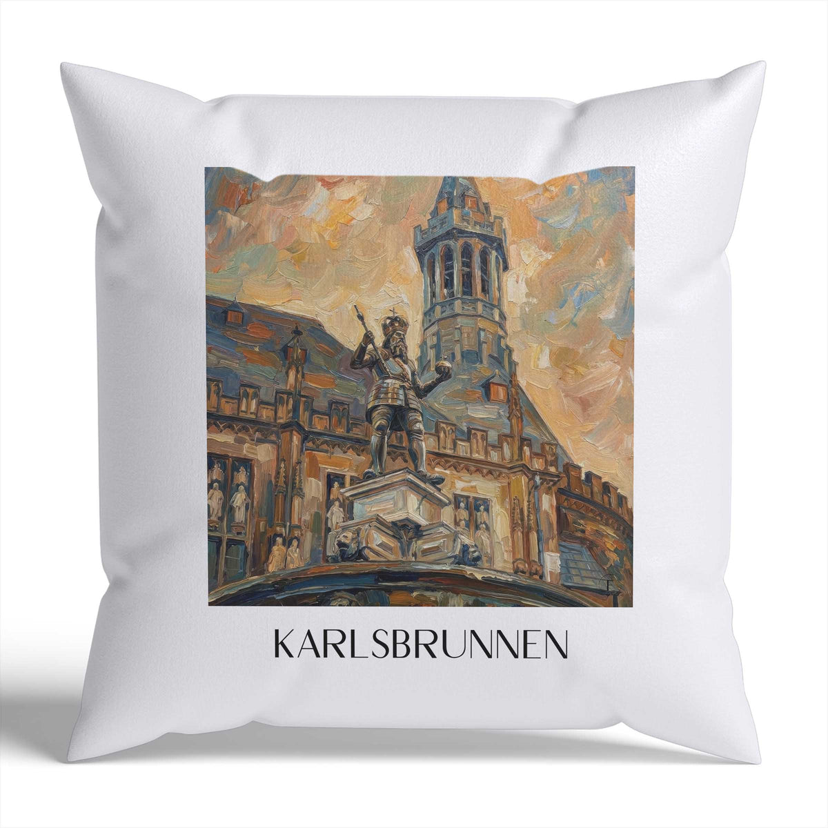 Karlsbrunnen Kissenhülle - Zierkissen Bezug - Aachen - Deutschland Kissen bzw. Kissenbezug im Ölgemälde Stil - favplace