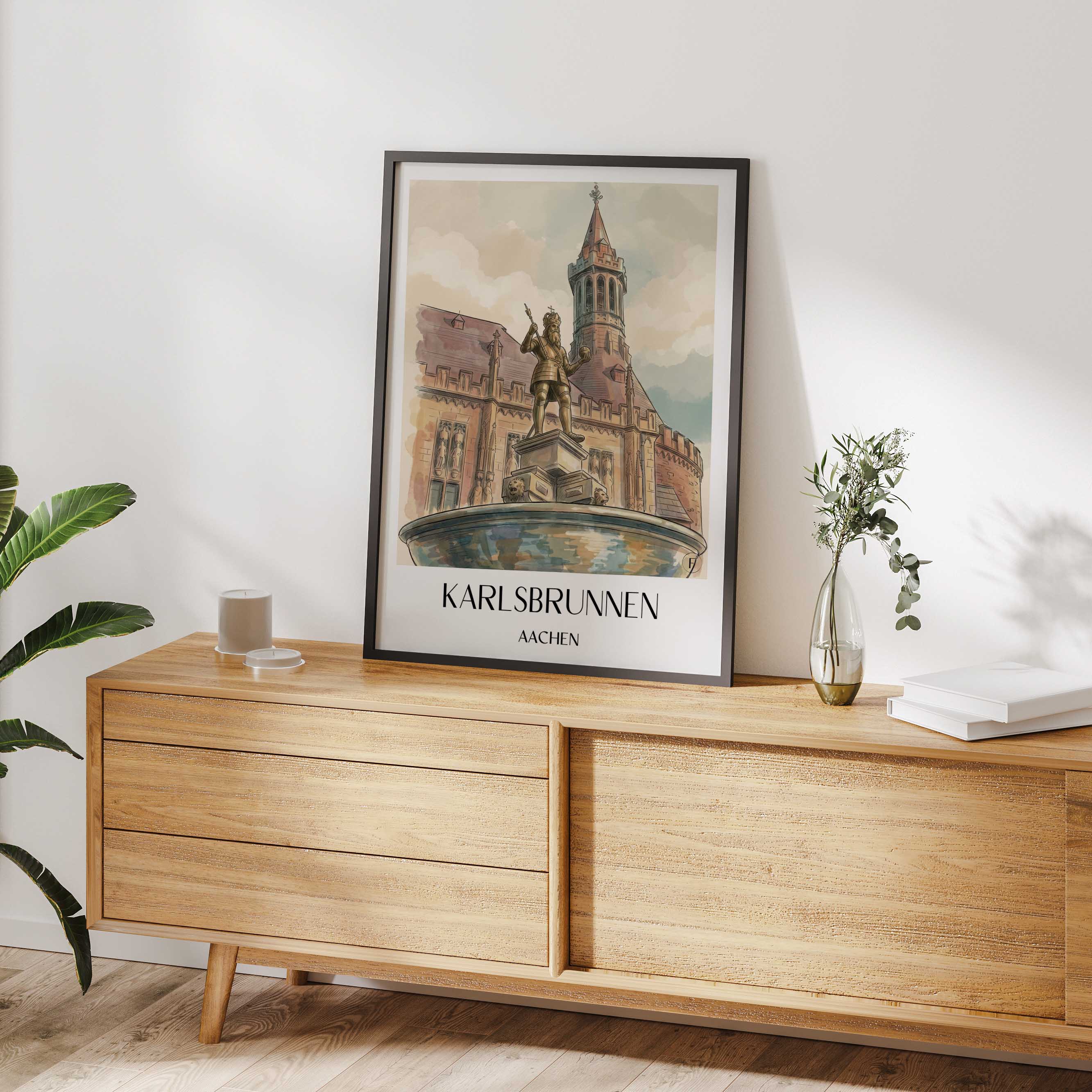 karlsbrunnen-aachen-deutschland-poster-aquarell