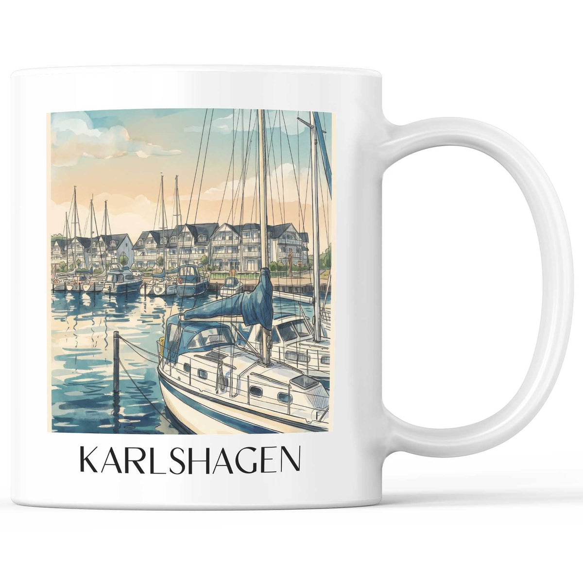 Karlshagen Kaffeebecher - Usedom - Deutschland Becher - Kaffeetasse im Aquarell Stil - favplace