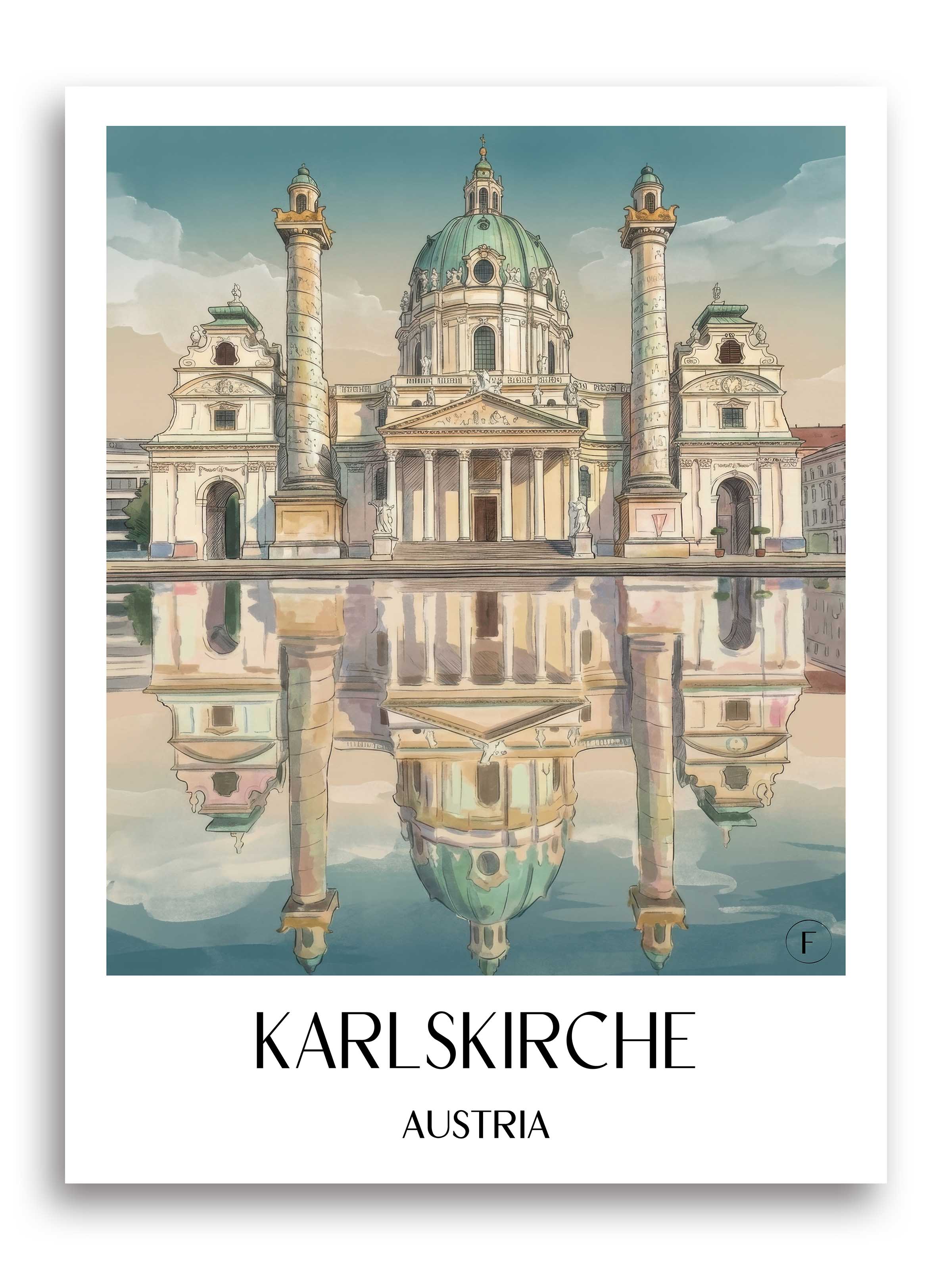 Karlskirche Poster - Wien - Österreich Kunstdruck - Aquarell von A4 bis A1 - favplace