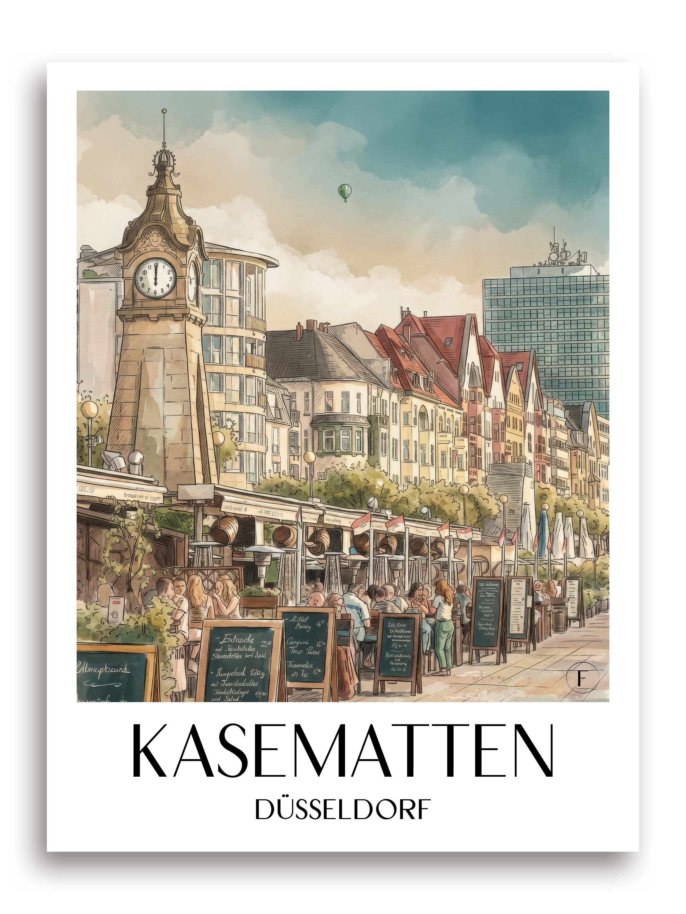 kasematten-düsseldorf-deutschland-poster-aquarell