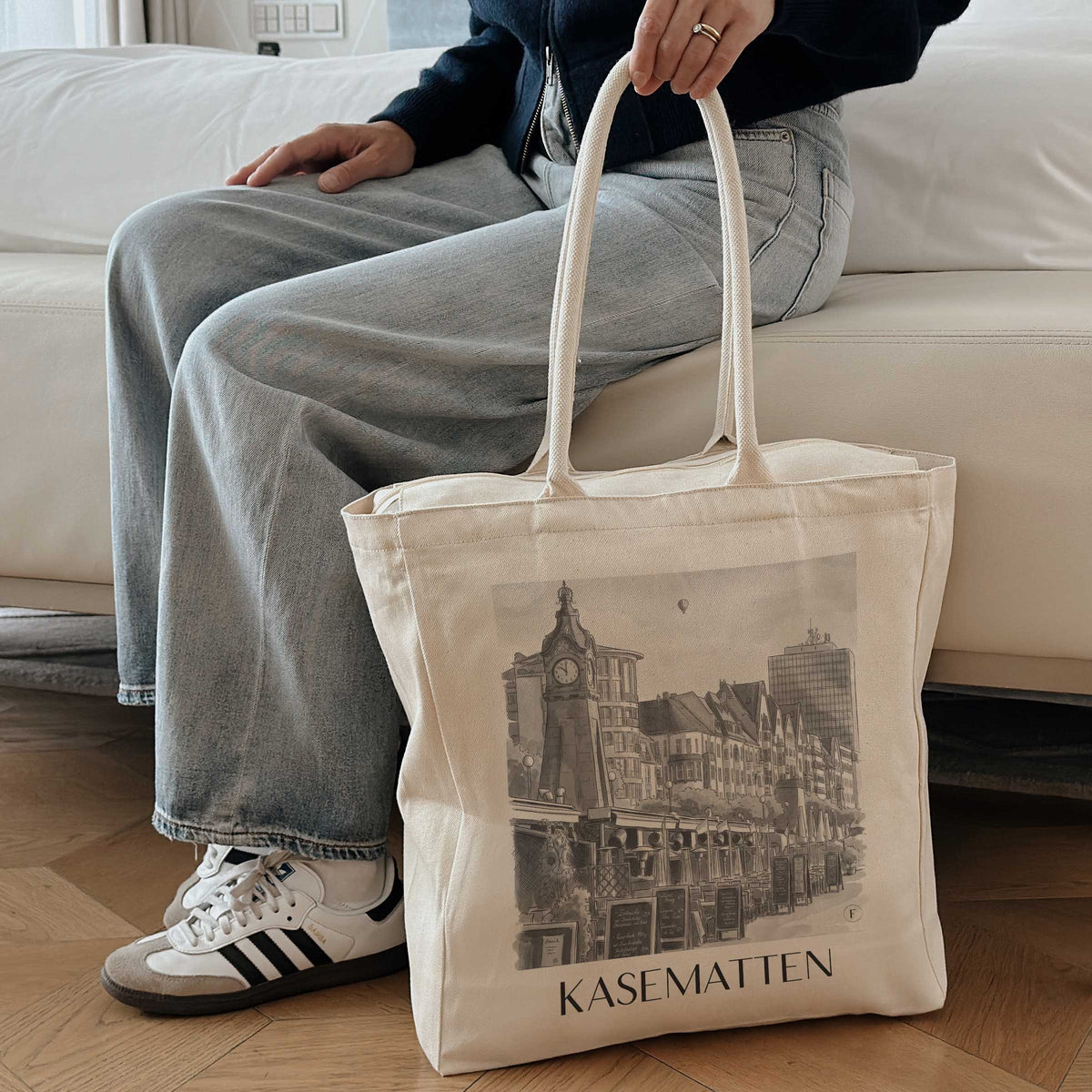 kasematten-düsseldorf-deutschland-einkaufstasche-aquarell-schwarz-weiss