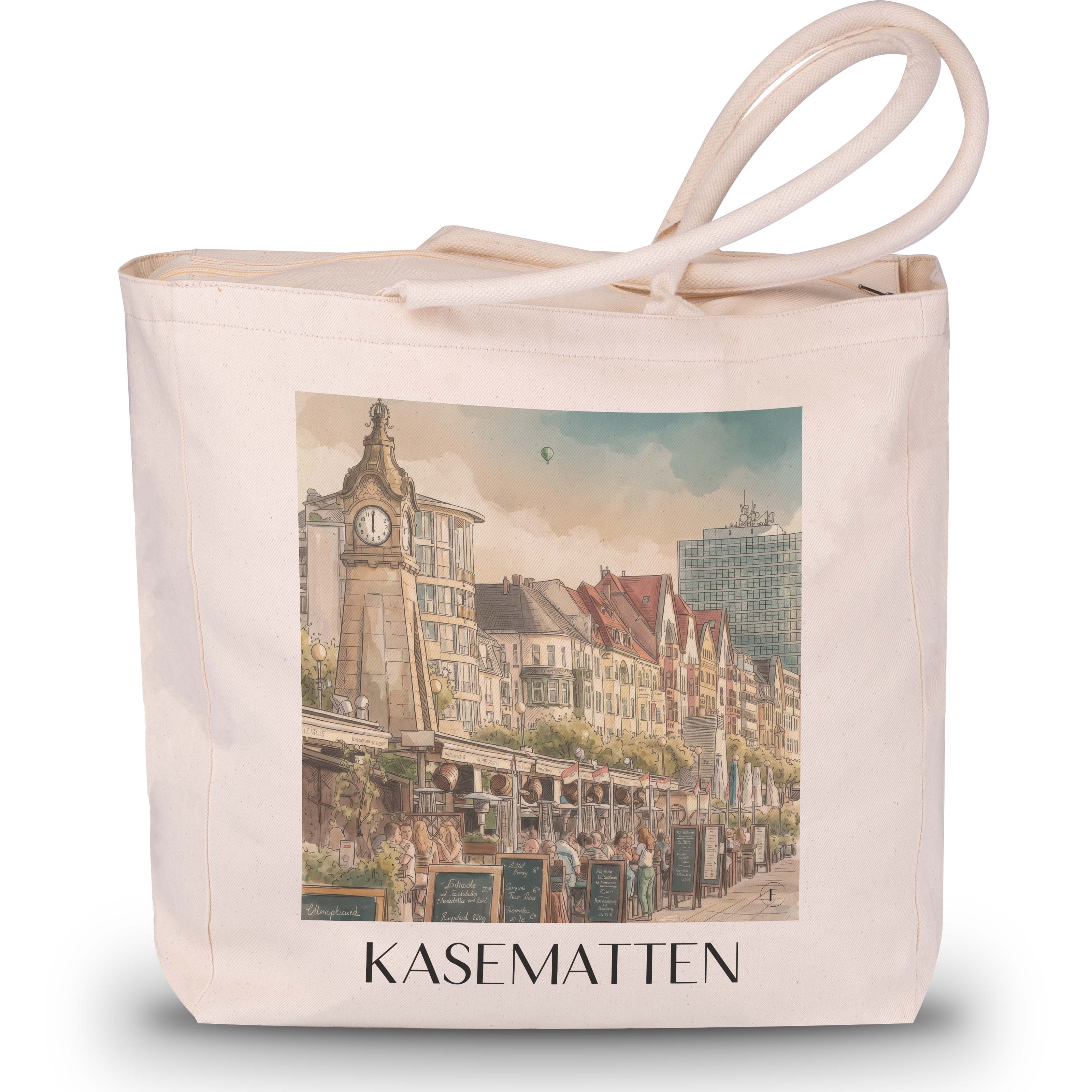 Kasematten Shopping Tasche - Düsseldorf - Deutschland Tote Bag - Einkaufstasche im Aquarell Stil - favplace