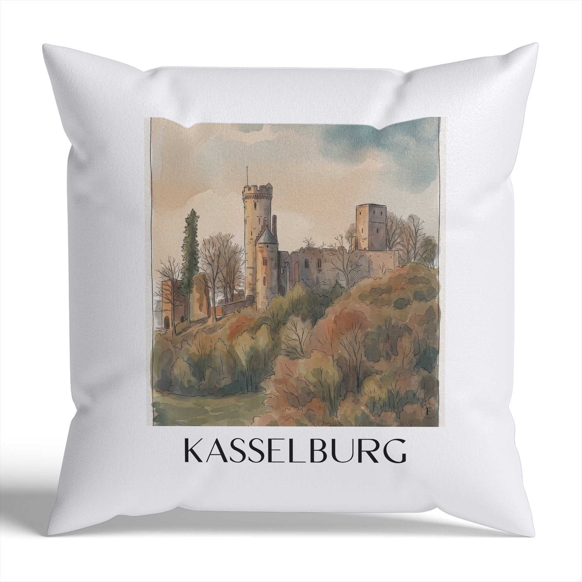 kasselburg-eifel-deutschland-kissenbezug-aquarell