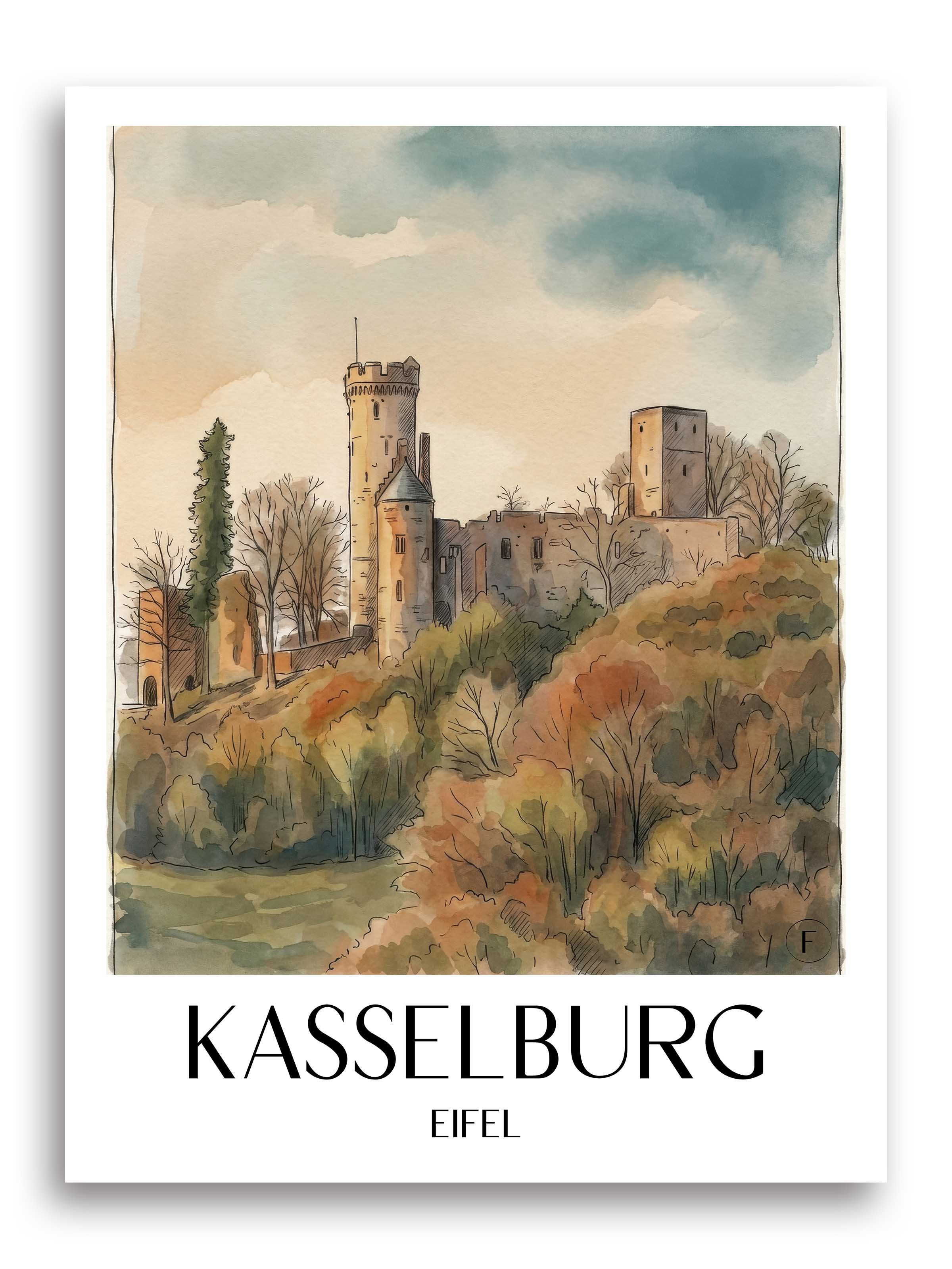 kasselburg-eifel-deutschland-poster-aquarell