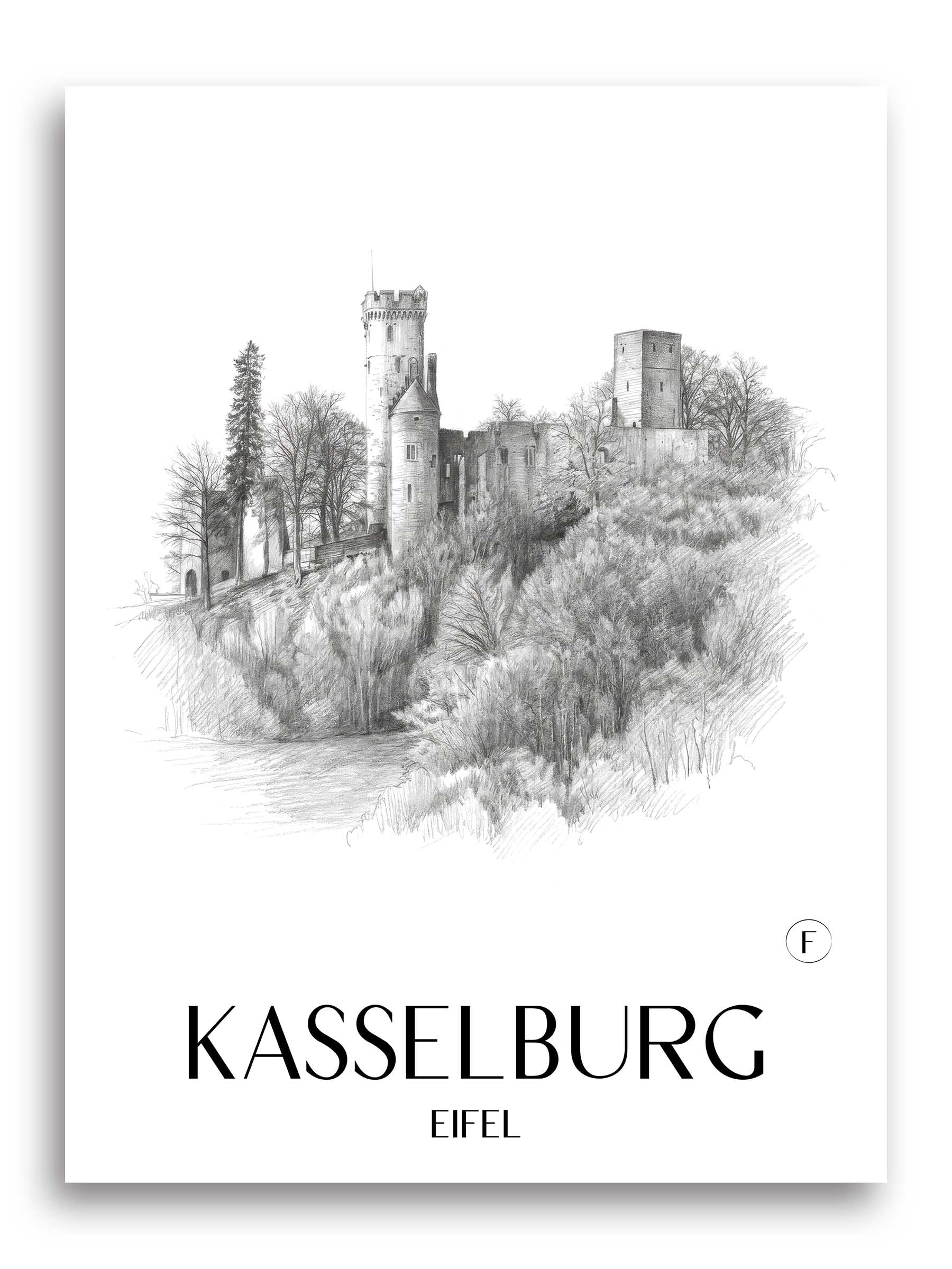 kasselburg-eifel-deutschland-poster-bleistift-zeichnung-drawing