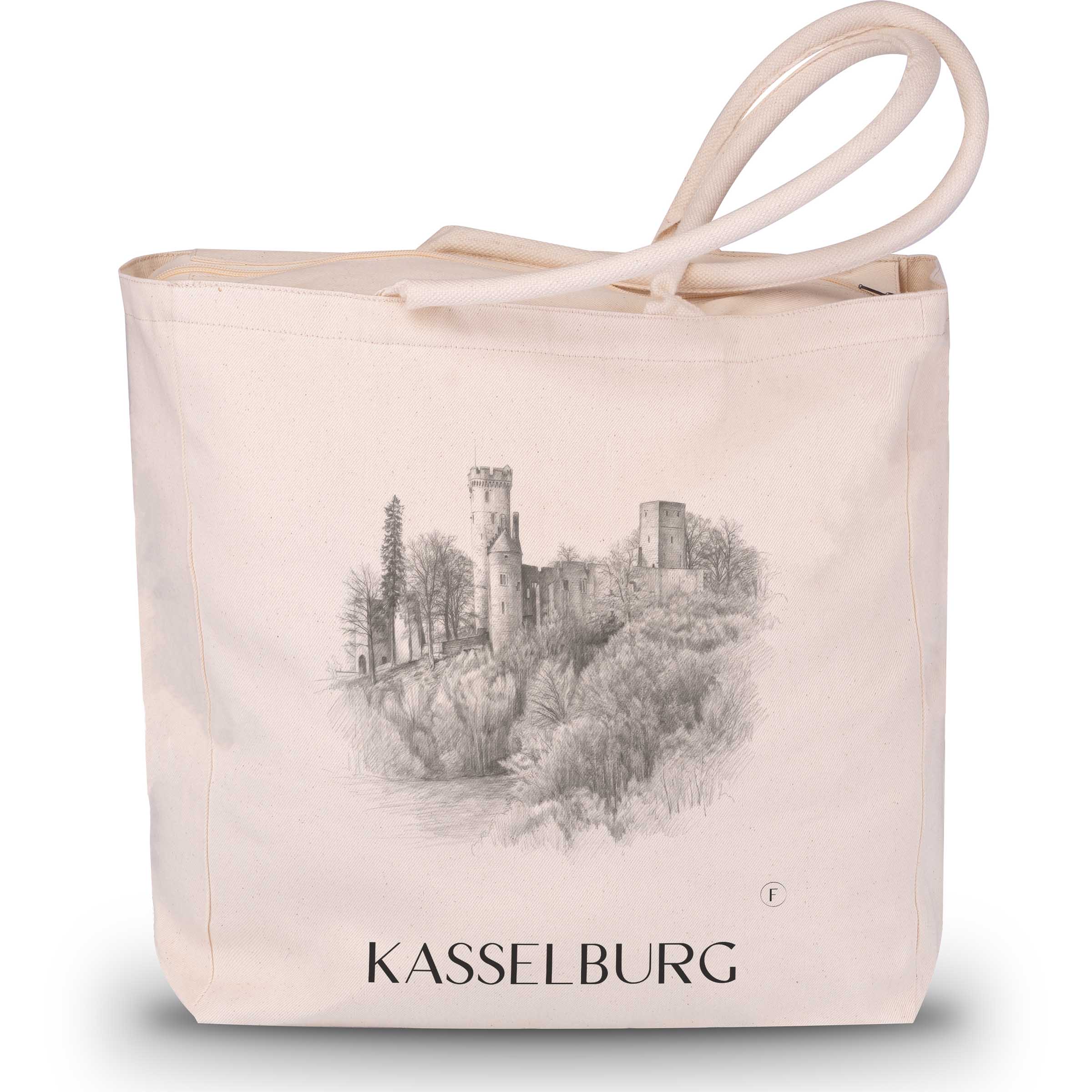 Kasselburg Shopping Tasche - Eifel - Deutschland Tote Bag - Einkaufstasche im Zeichnung Stil