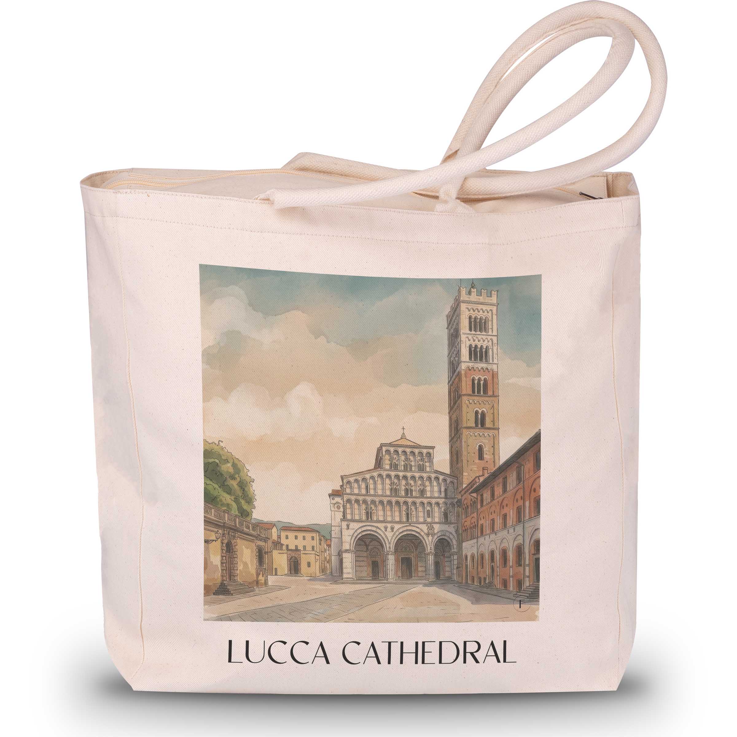 Kathedrale Von Lucca Shopping Tasche - Toskana - Italien Tote Bag - Einkaufstasche im Aquarell Stil - favplace